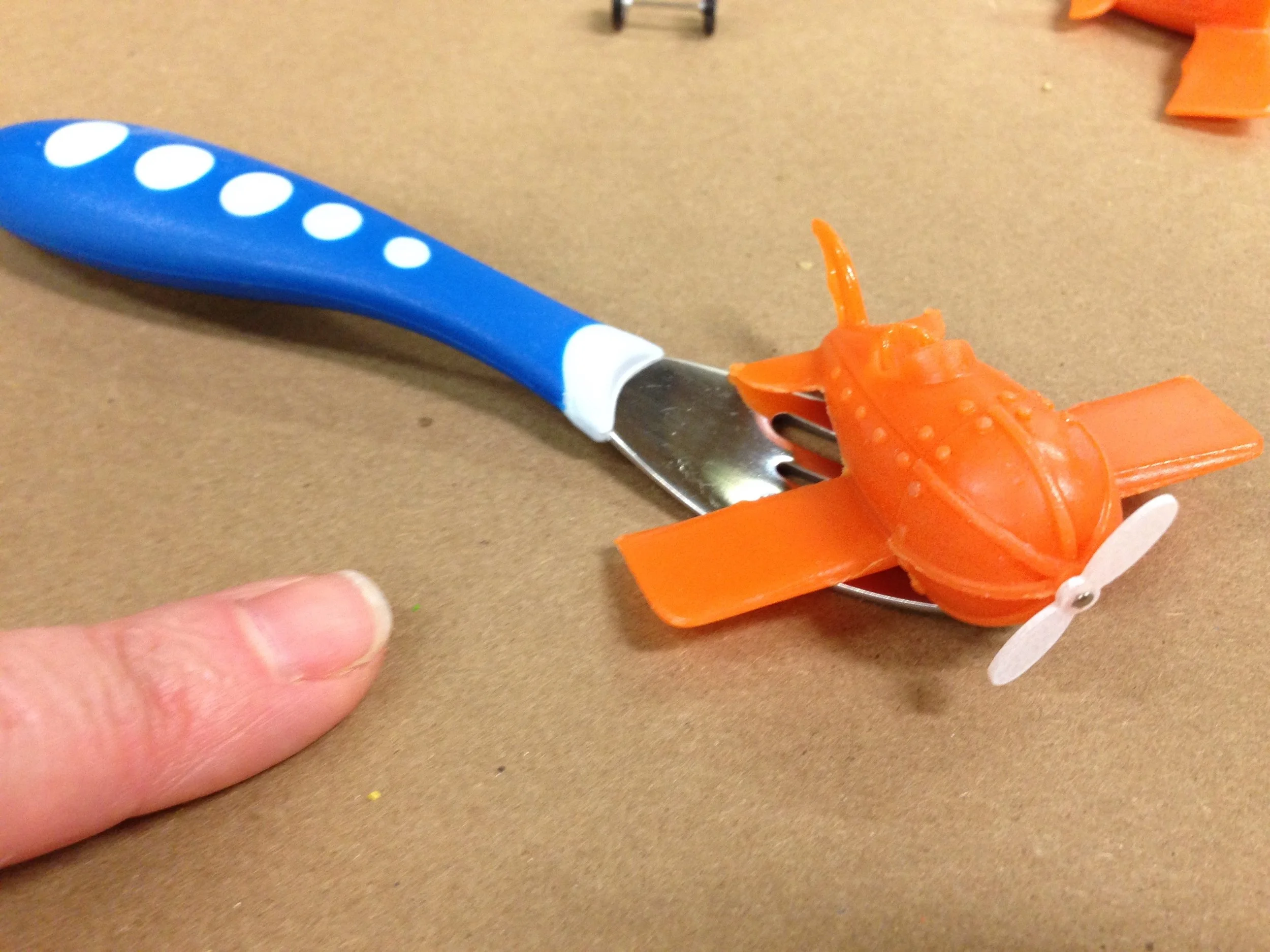 The commercial was for COX Communications and they wanted to present a futuristic world where our culinary designs went beyond just the delectability of the food and into the world of 3D design. There was the Dad spoon feeding his toddler with a literal flying carrot careening through the air on the spoon, into the mouth receptacle attached to the face of the gleeful boy