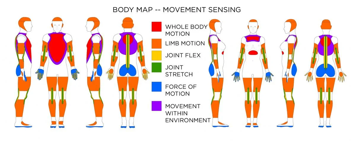 Wearable Technology Affordances Body Maps (Zeagler, Clint. 2017)