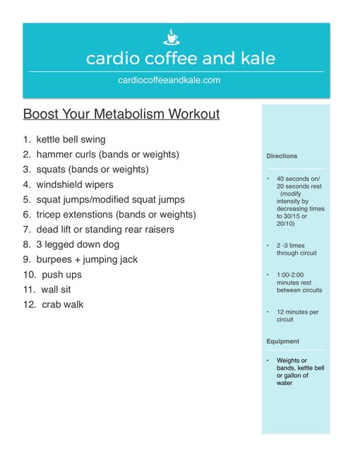 12 Minute Metabolism Booster — cardio coffee and kale