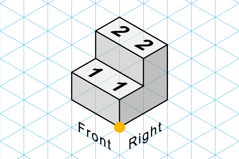 The following is the 3D representation of the given top view. 