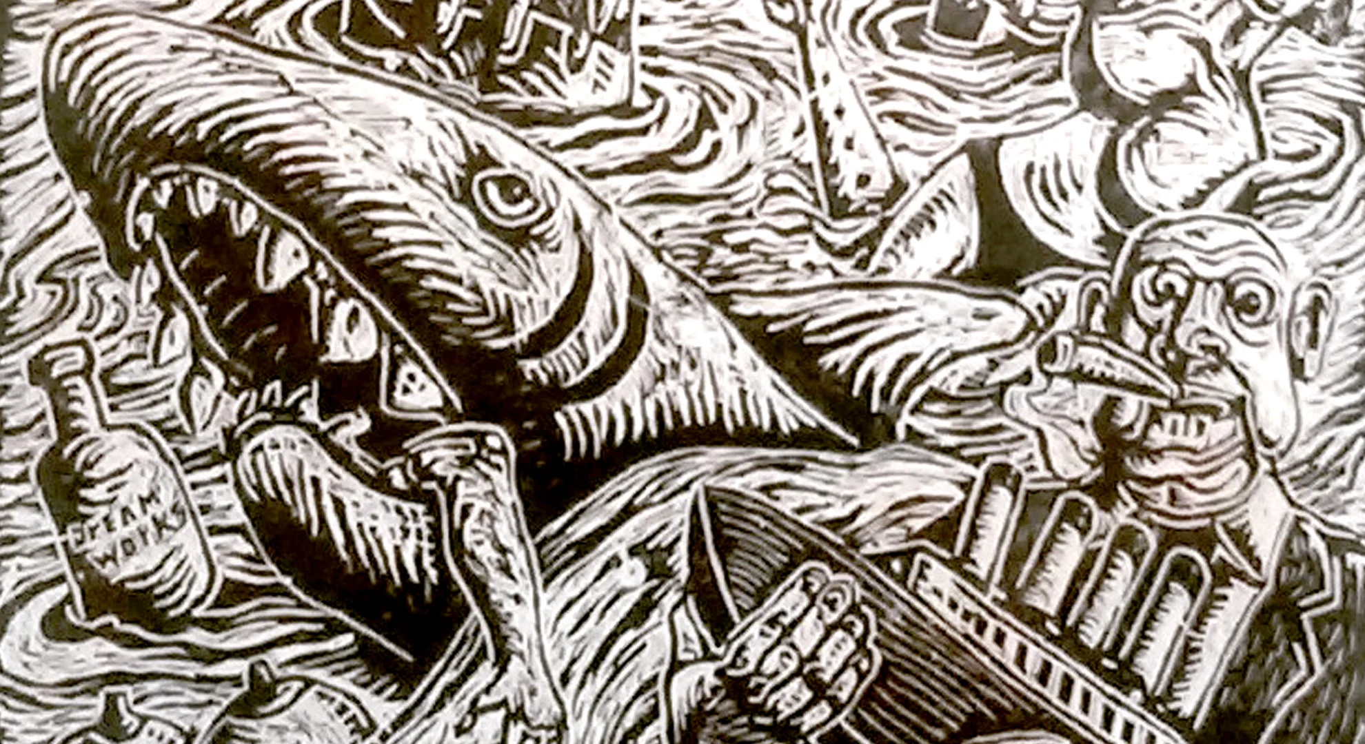 detail, Stephen Lewis, relief print