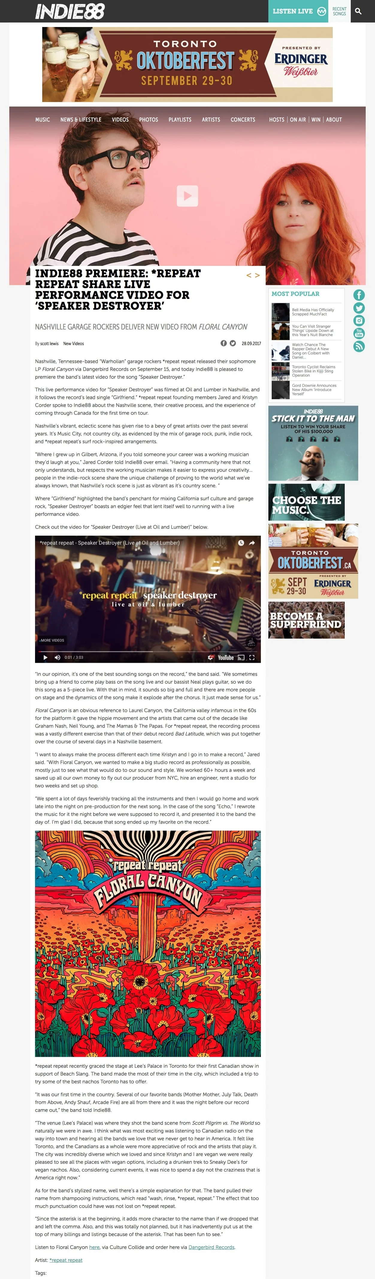 Indie88 Premiere repeat repeat Share Live Performance Video For ‘Speaker Destroyer’ Indie88.jpg