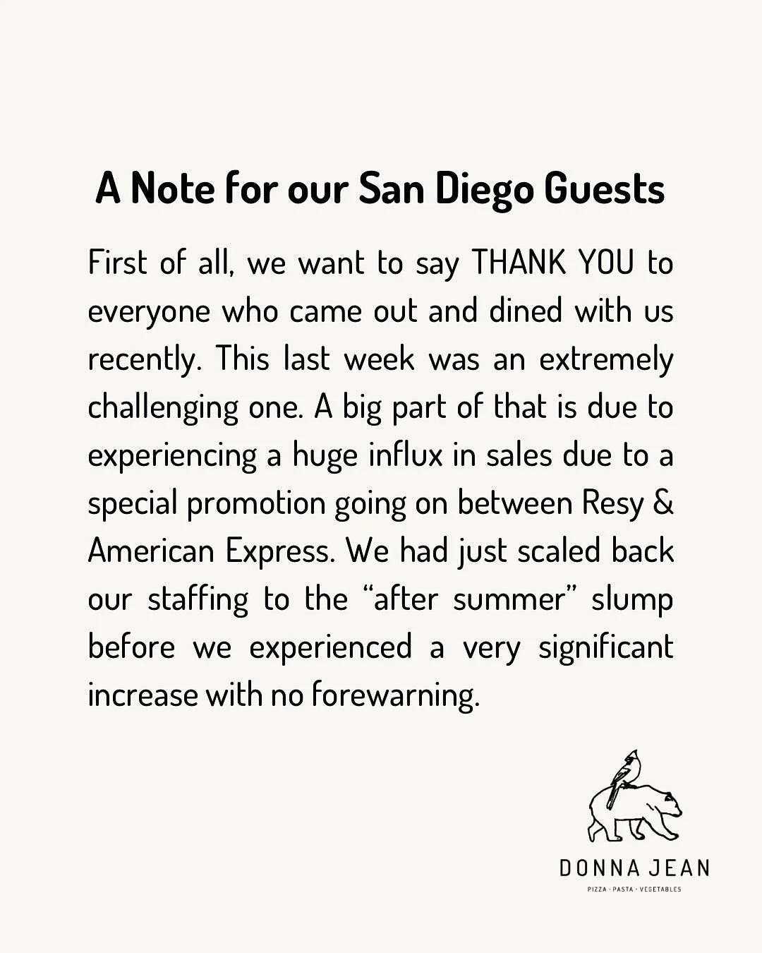 That was one heck of a push @resy @americanexpress 😳🫣🙀 the people came out for their $100 statement credit in droves. IYKYK.. it went nuts over here at Donna Jean.