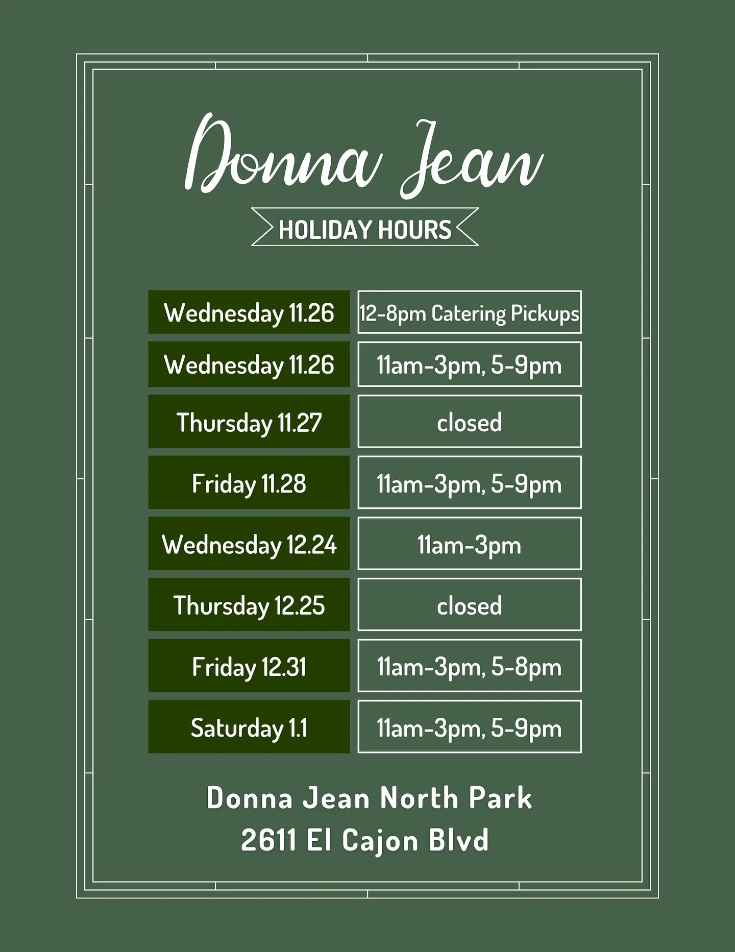 Holiday reservations are open 📖

Head to our @resy to reserve for your preferred location!