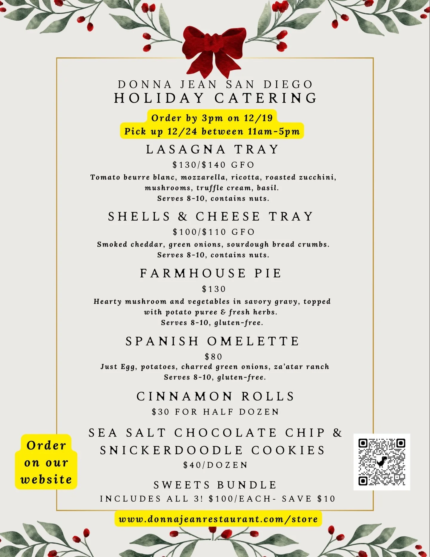 Hey San Diego! Our Holiday Menu is now live on the website. We brought back the Farmhouse Pie in a catering tray! Don&rsquo;t miss out on Chef Roy&rsquo;s vegan cinnamon rolls for Christmas Morning. 🥮🥮🥮

Order by 12/19 on our website! Link in bio.
