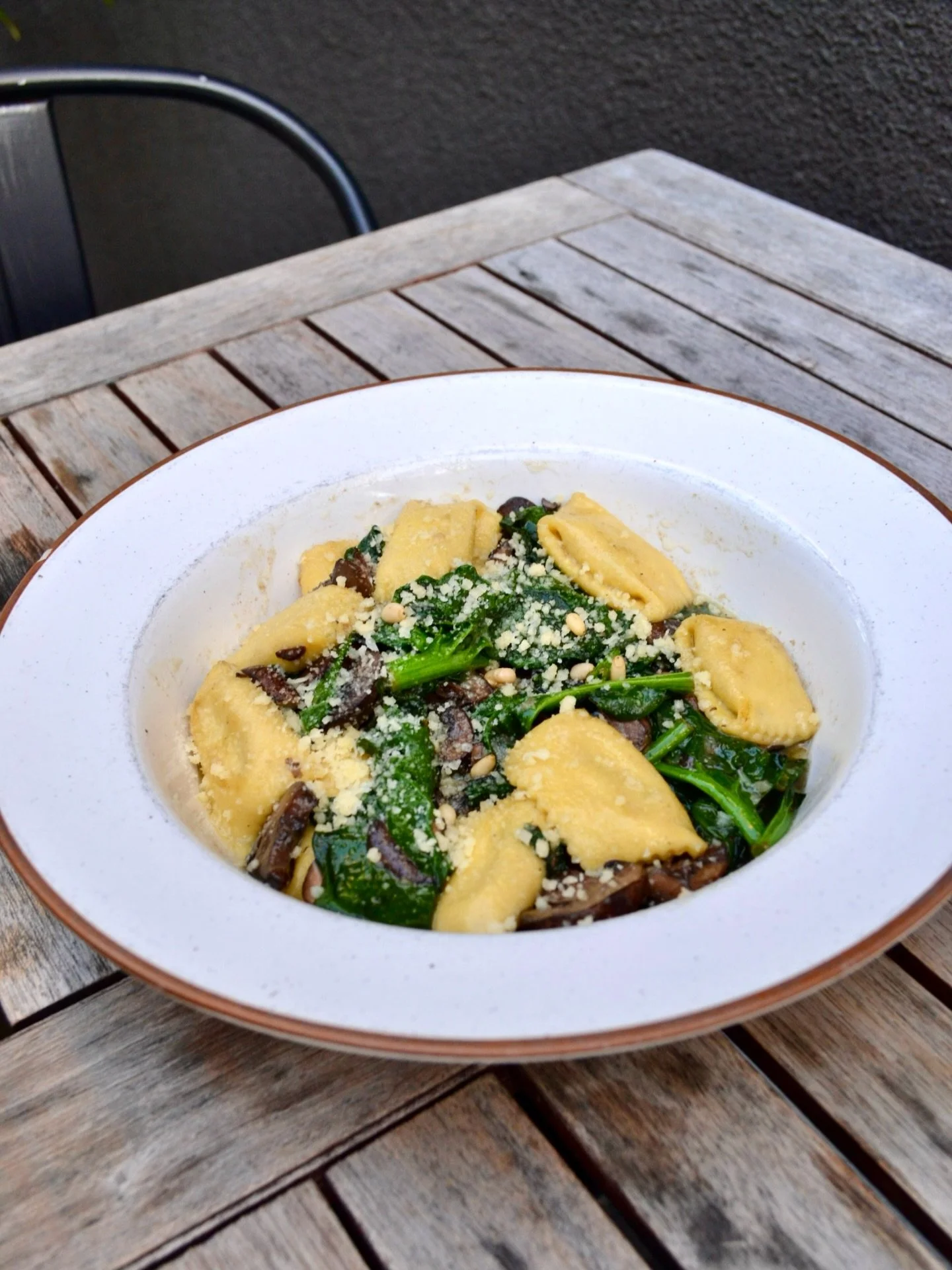 truffle dill agnolotti 🤩🤩🤩

Handmade pasta filled with housemade ricotta, with roasted mushrooms, Bloomsdale spinach, and pine nuts 

This dish made a full-time return to our menu (for now) after the stellar feedback we received over Valentines Da