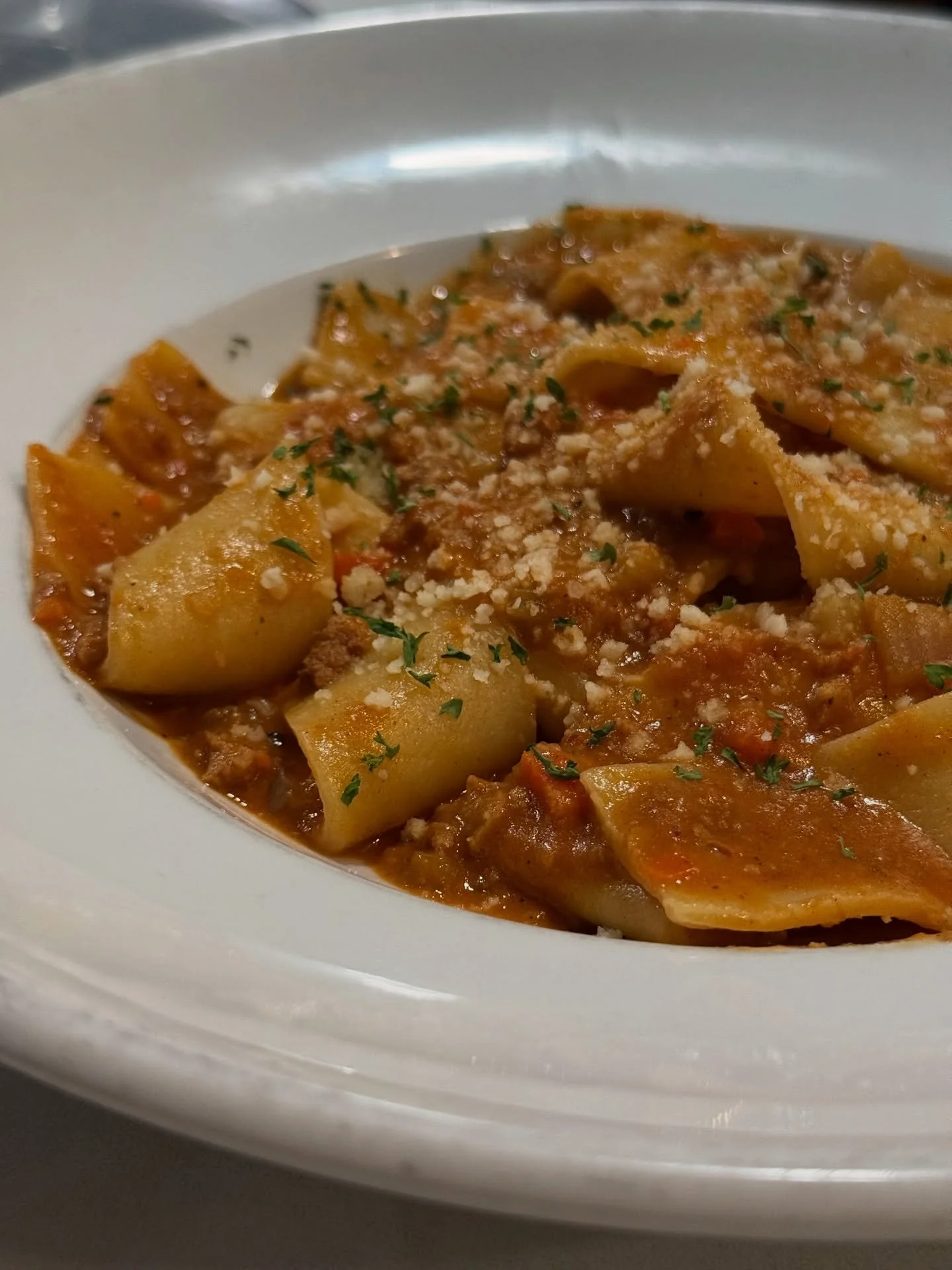 Have you tried our newest dish.. Pappardelle Bolognese?! Rumor has it this dish might be getting a Chef Roy tweak soon which means come try it in its current form while you can! Dinner special starts at 5pm &amp; this pasta is included!