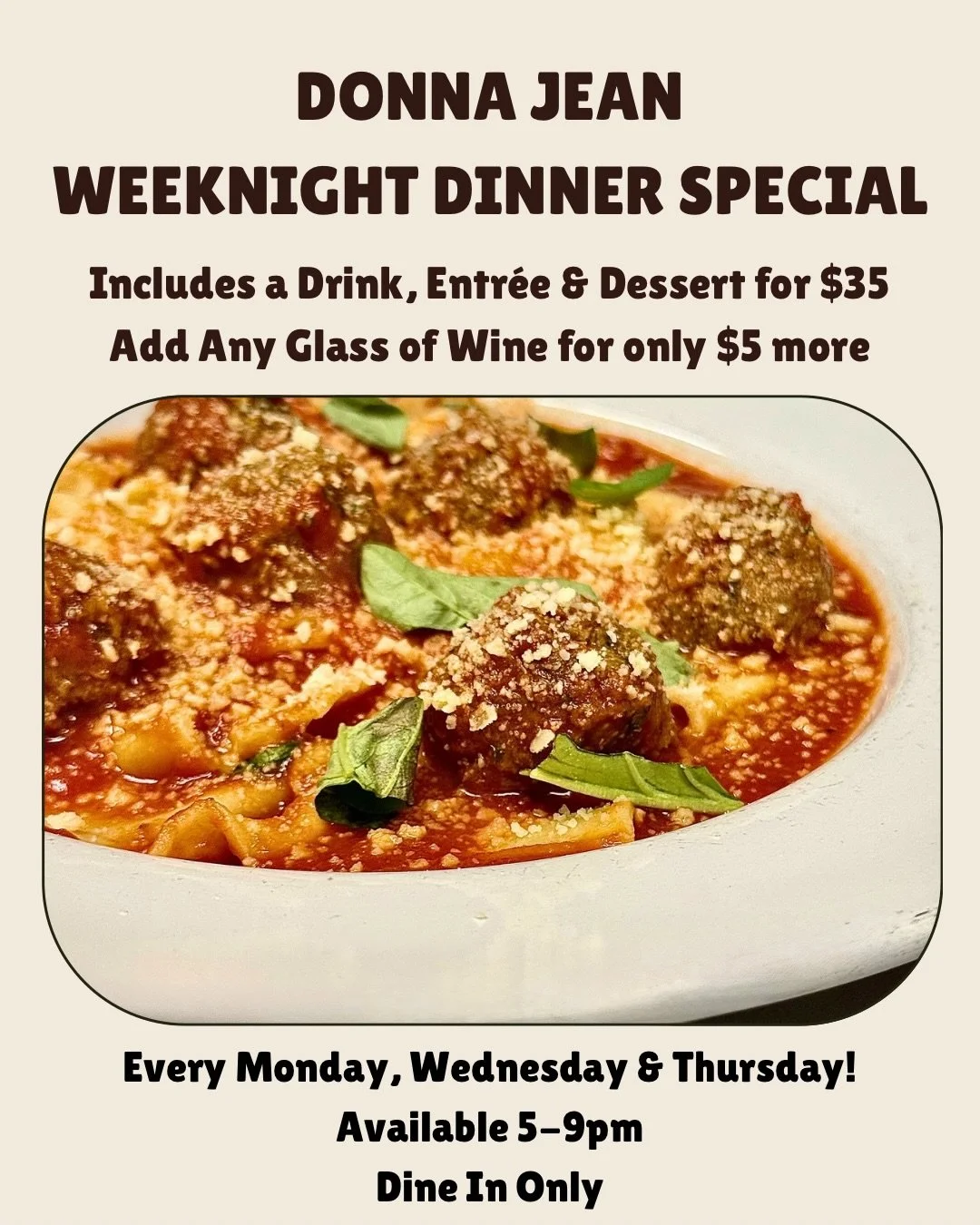 dinner special is on tonight and it&rsquo;s the perfect time to drop in and try our new pastas 🍝

 see you at 5-9pm in north park.