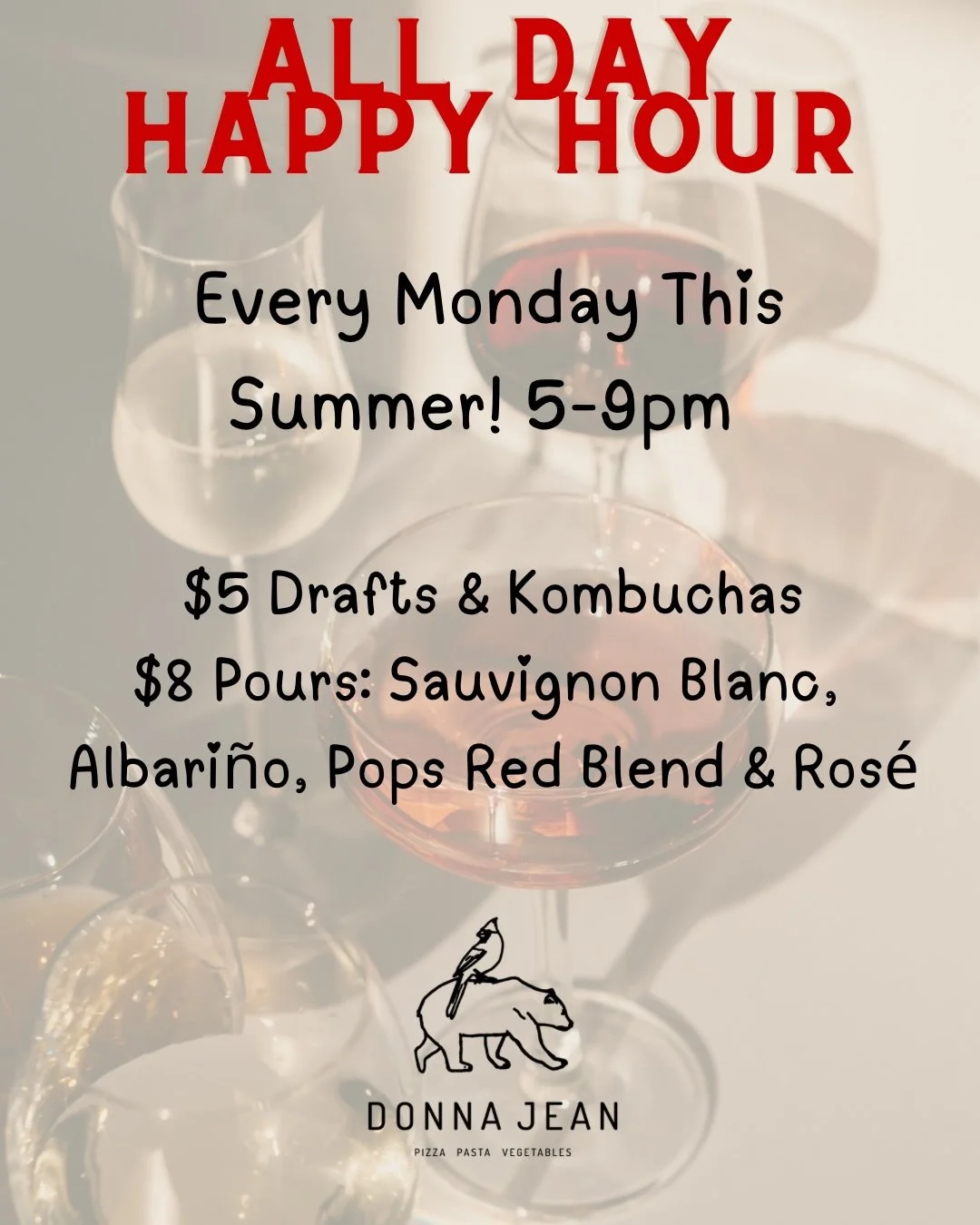 Our June Specials are officially active. 

Come see us for a little 🍝🍄🍕🍷🍺