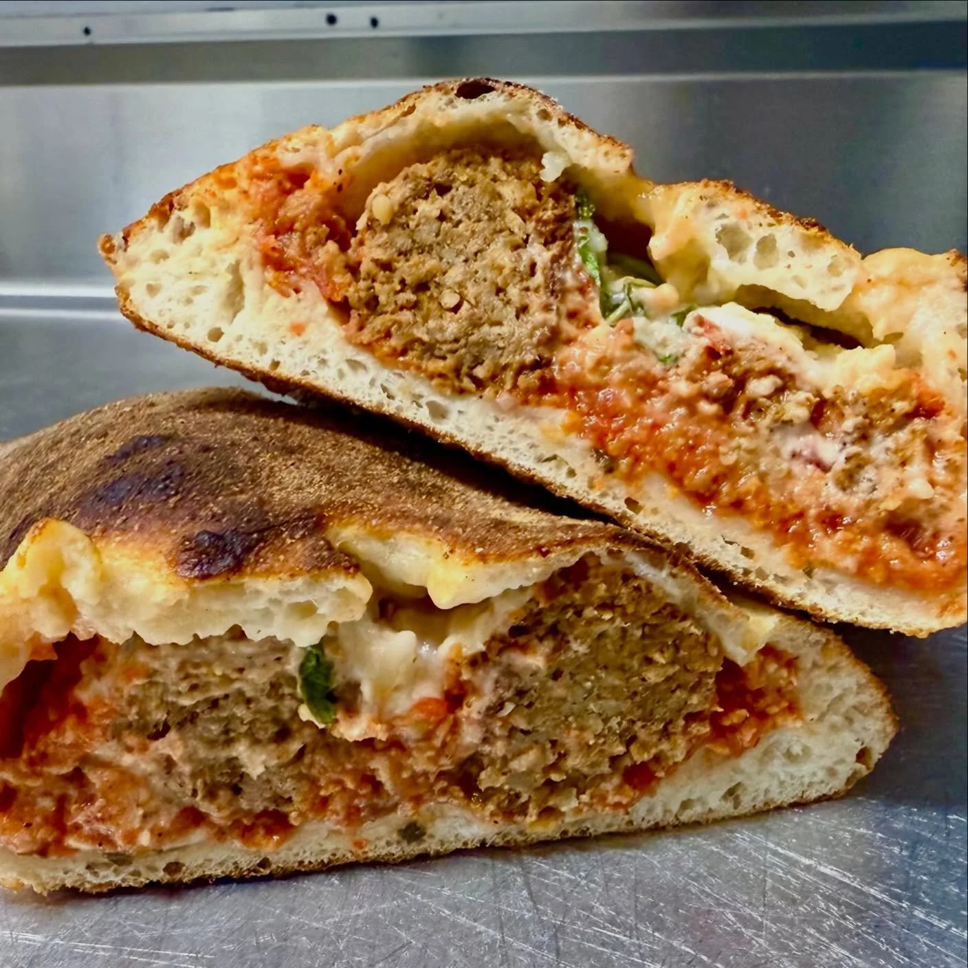 The big dirty calzone is available on brunch 🤤

Comes with a side of our house marinara 

See you soon!