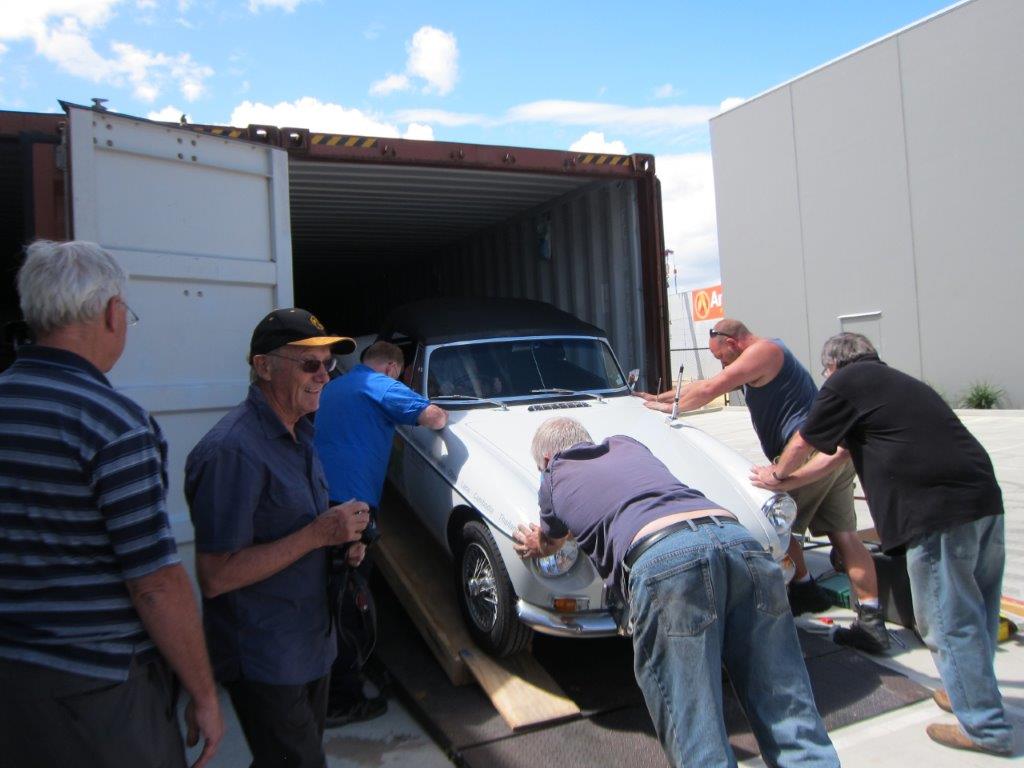 Loading Dash B - hauled into place up the ramp by winch.