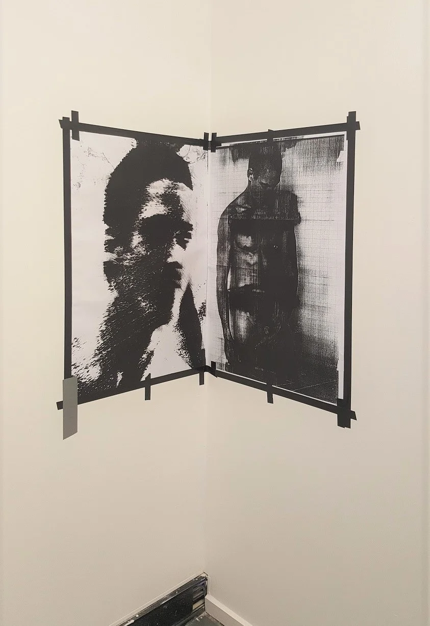 Peter Maloney, X , 2016-17, photocopy, tape.