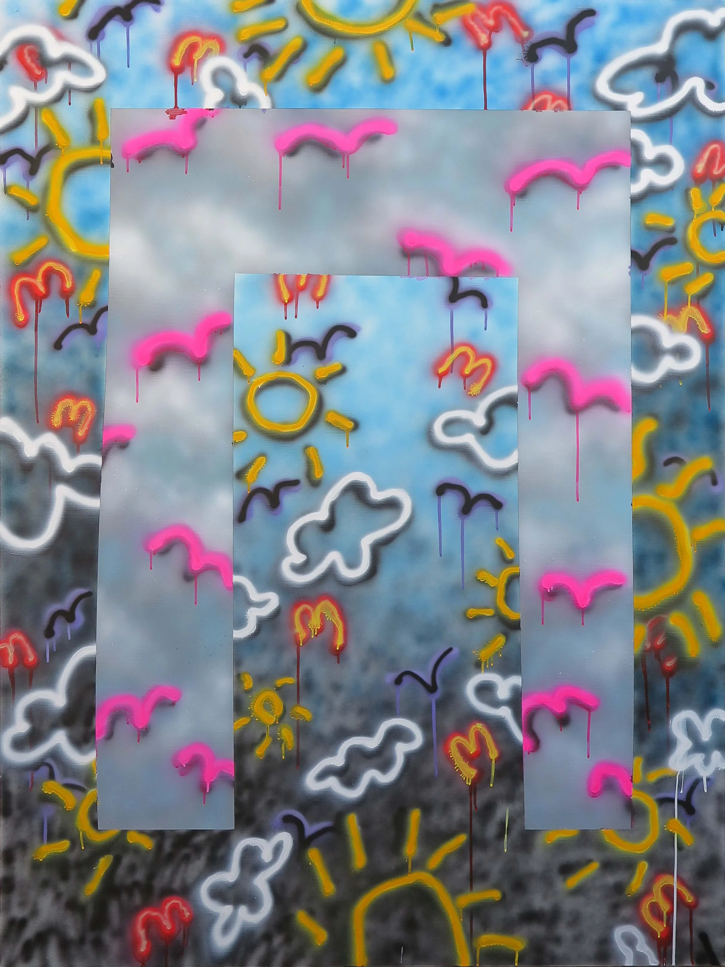 Cat Mueller, Why does the sun go on shining , 2018, acrylic on polyester, 162 x 122 cm.