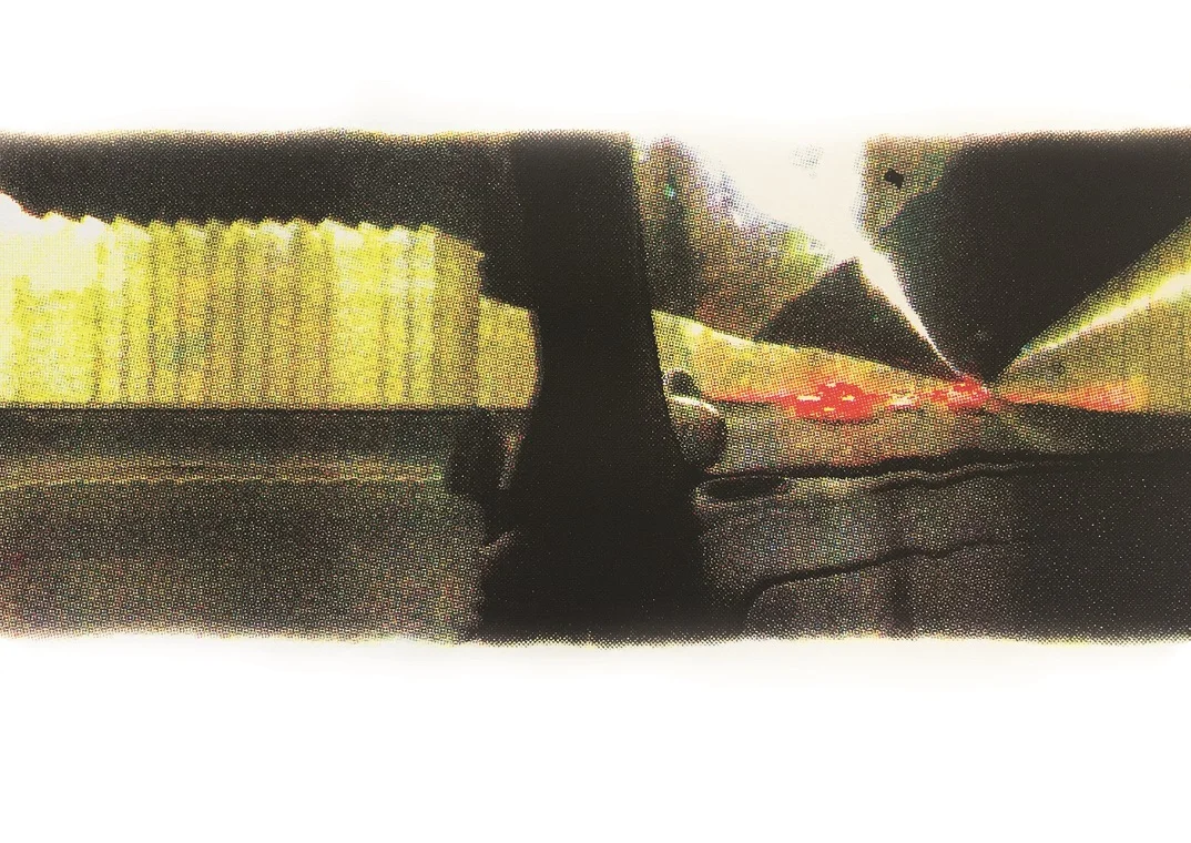 In passing (1) , 2019, Permaprint CMYK screen print on paper, 76 x 56cm (detail)
