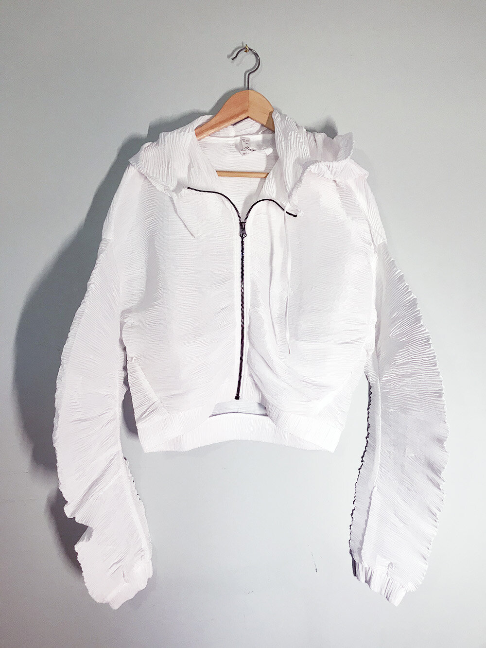 White Textured Workout Hoodie