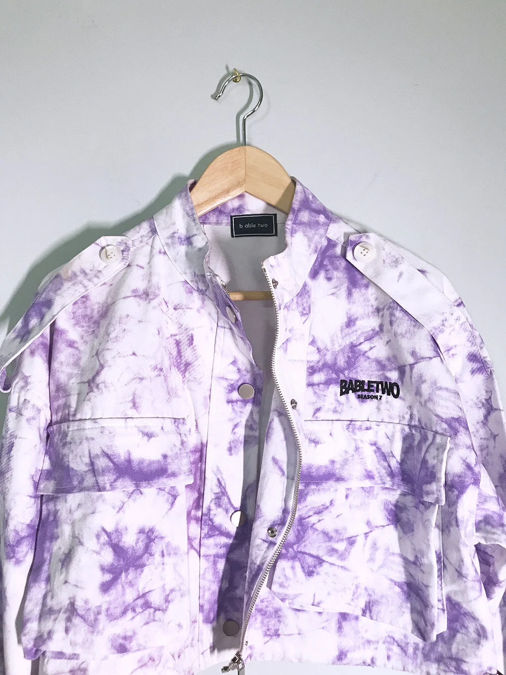 Tie Dye Purple Cropped Oversized Jacket