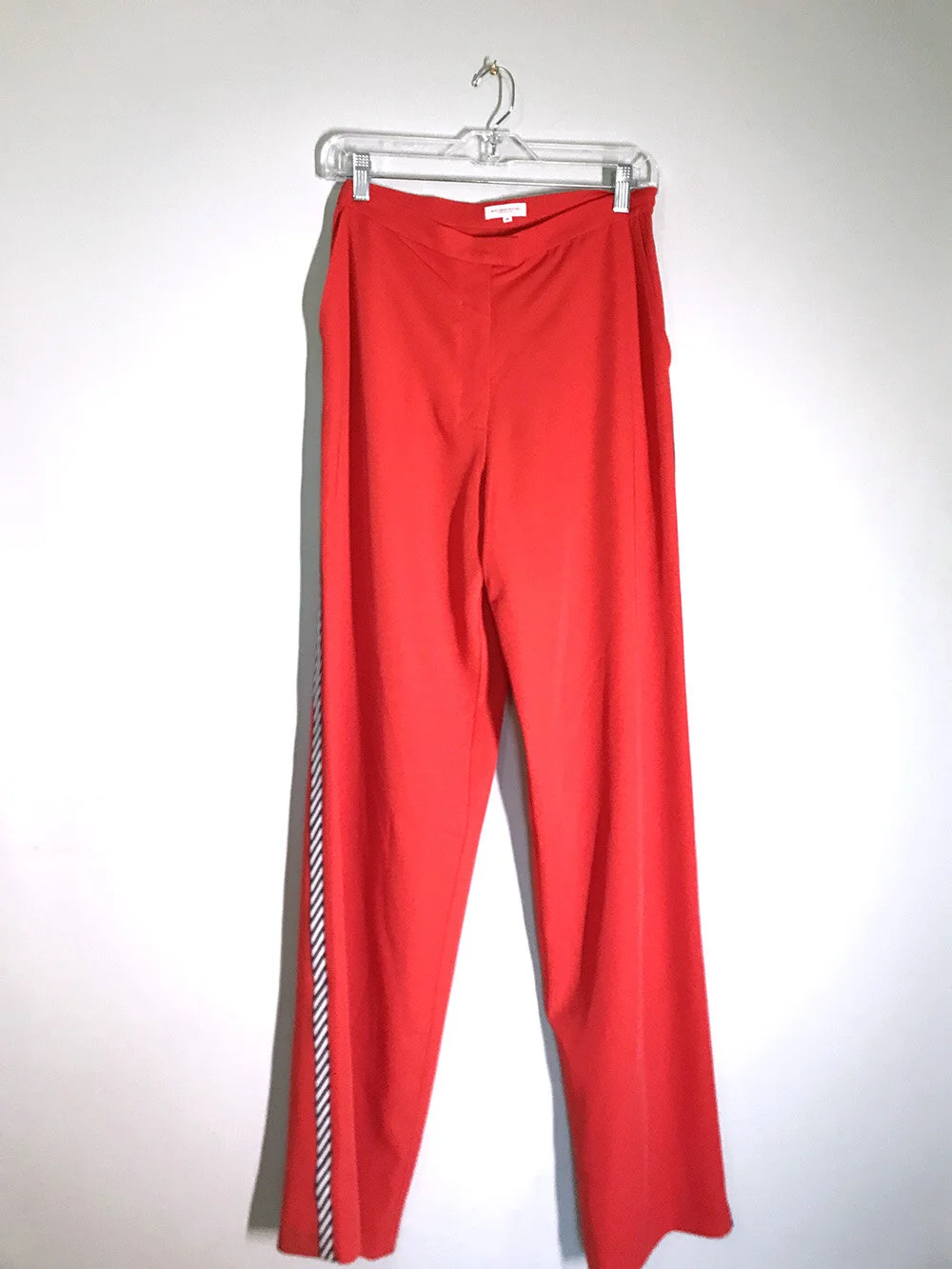 Red Palazzo Pants with Chevron Line
