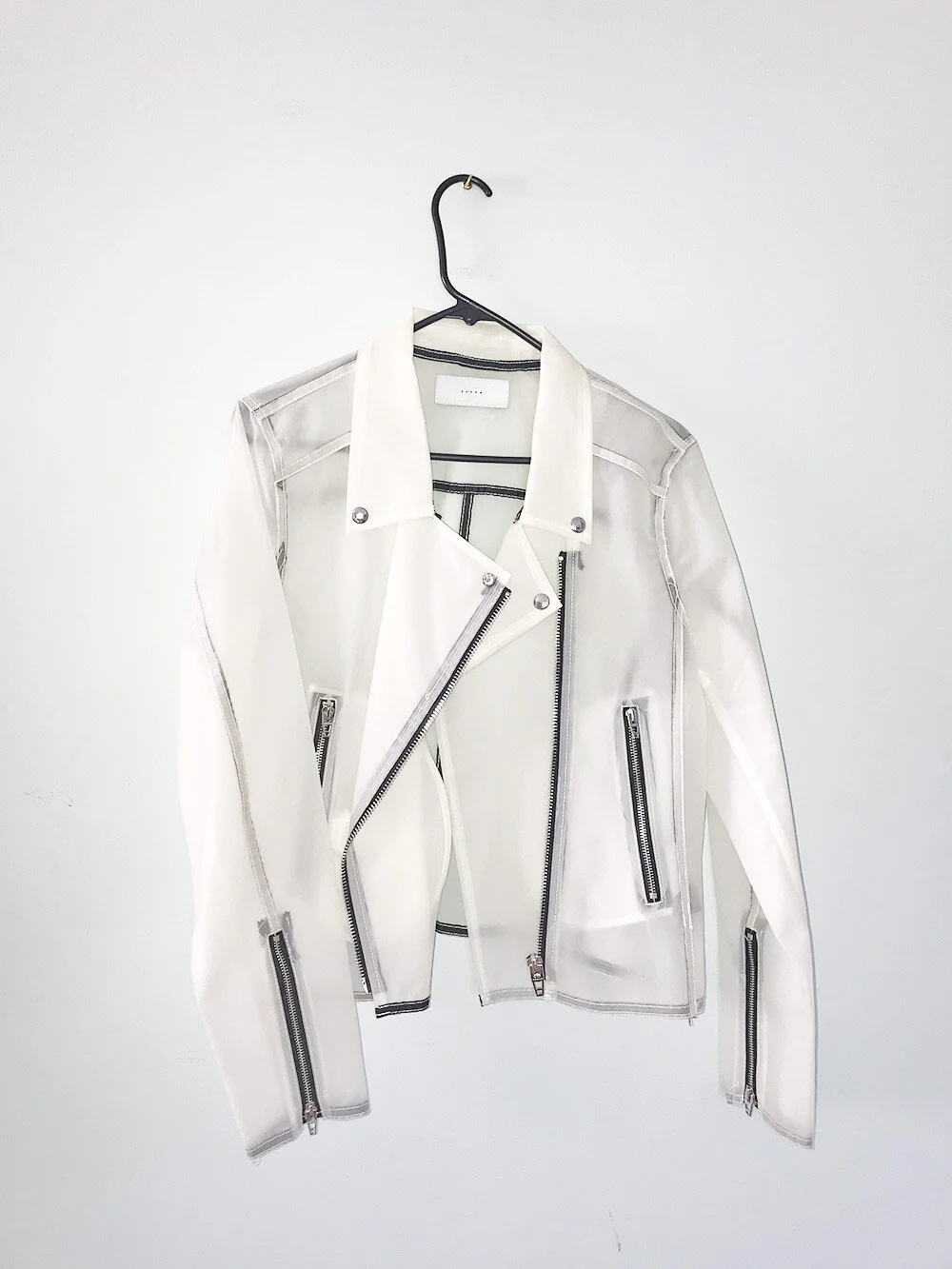 Plastic Zip-Up Moto Jacket