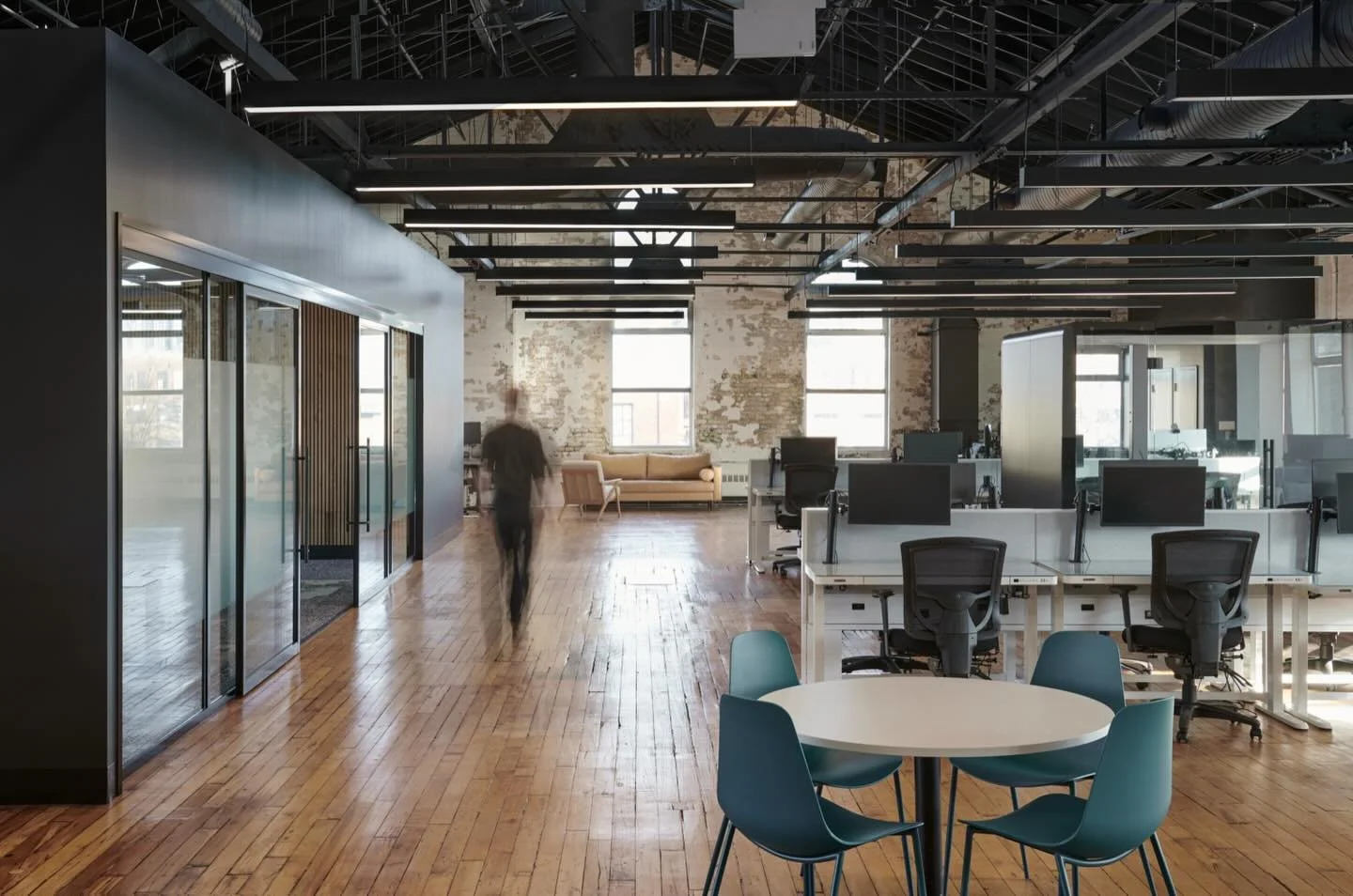 The new wing at @isaacoperations came with a patina&rsquo;d brick wall the landlord had wisely decided not to touch. The vintage charm it brings suits their team&rsquo;s office culture beautifully, so we based our design around it rather than &ldquo;