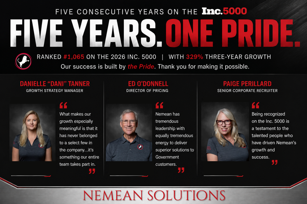 Nemean Solutions Celebrates Fifth Consecutive Inc. 5000 Recognition by Honoring the Pride Behind the Growth