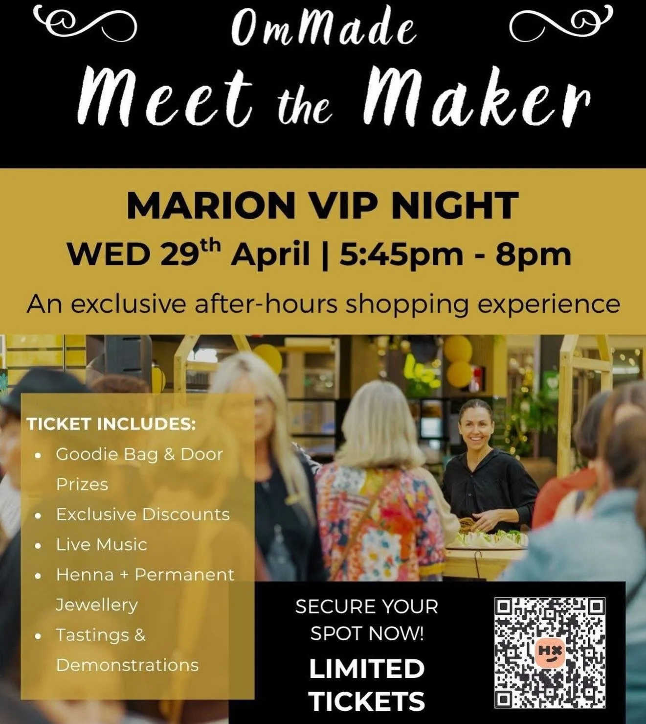 The count down is on!!! Just one more sleep until our VIP Exclusive Event in @ommademeetthemaker Westfield Marion..

Just a handful of tickets left so be quick!

Join the makers in store from 5:45pm- 8pm Wednesday 29th April. The $29 ticket gets you 