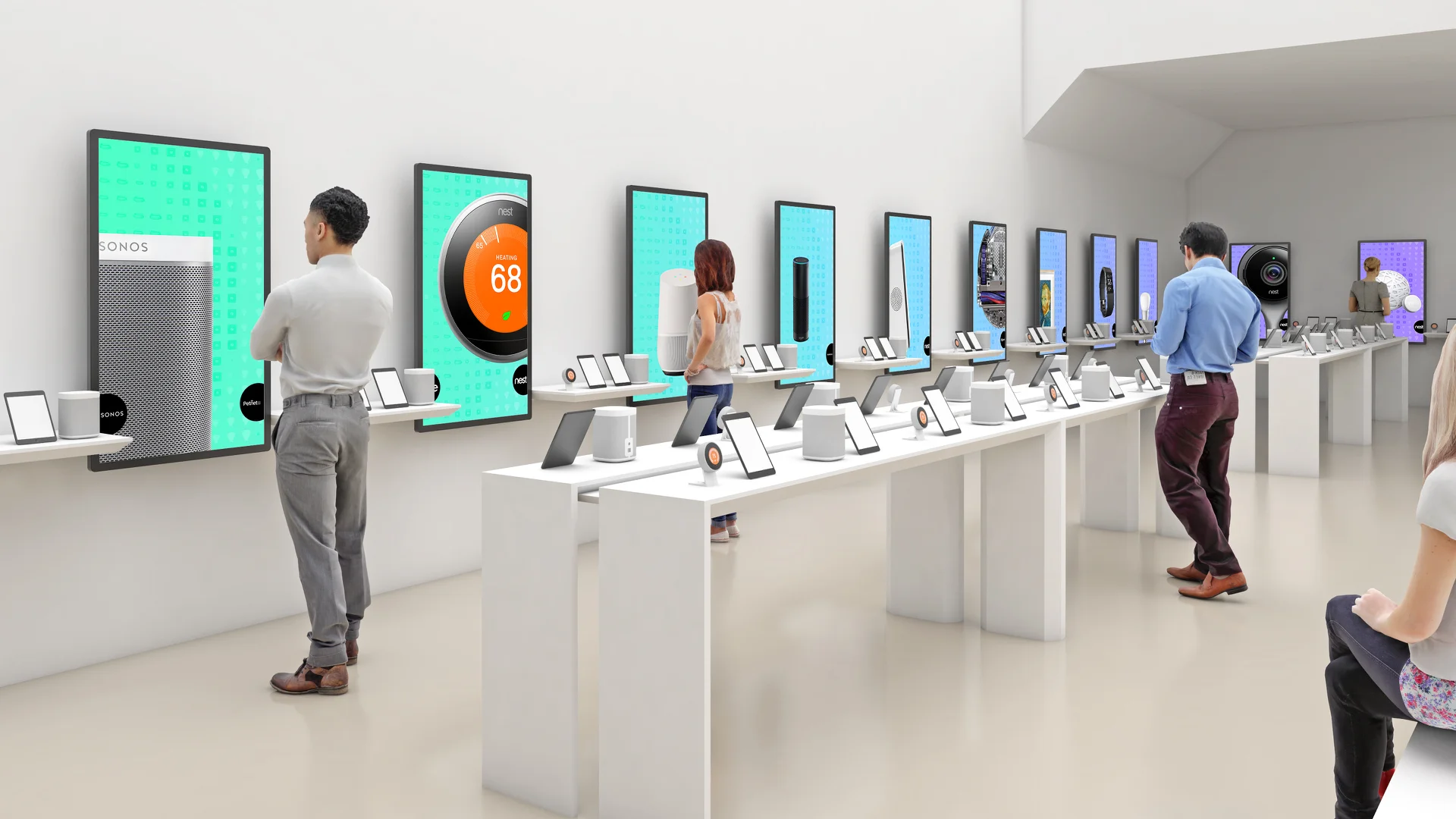 Visitors can try out products together with their native apps, in the Playground area