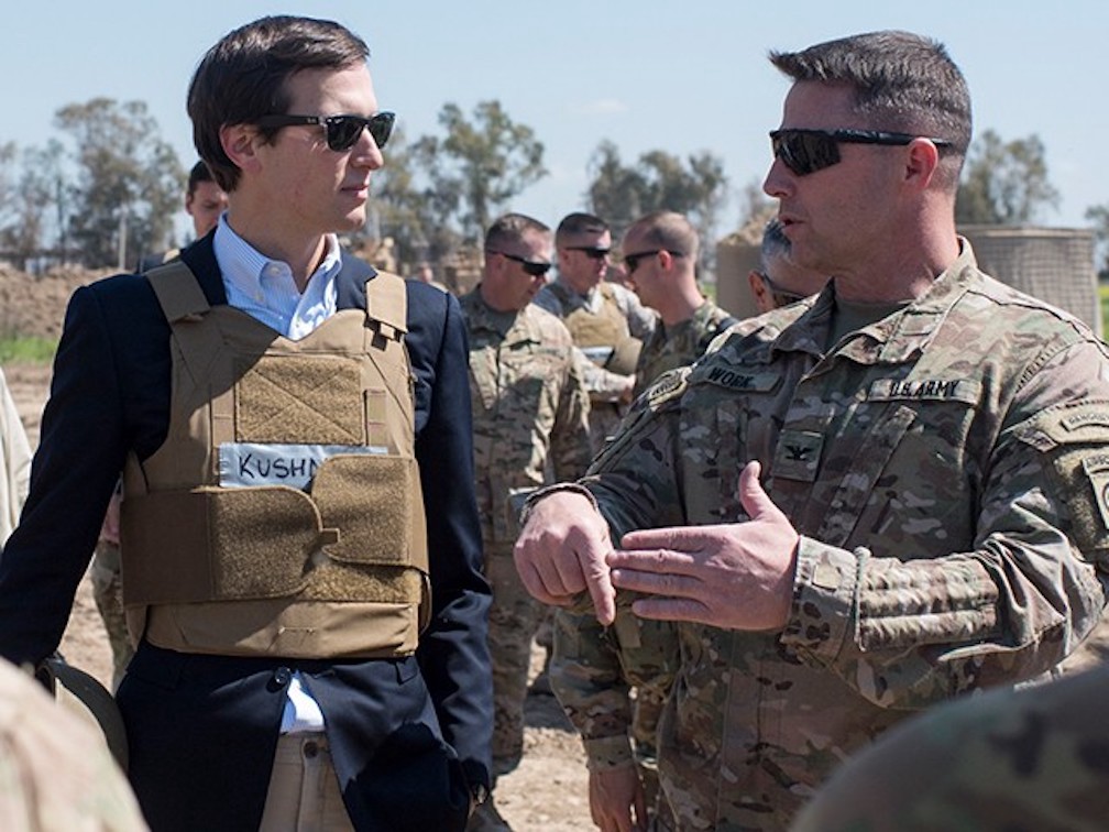  When you're touring Baghdad at 11 and have lunch with Goldman Sachs traders at noon. Jared Kushner serving attack bait realness. 