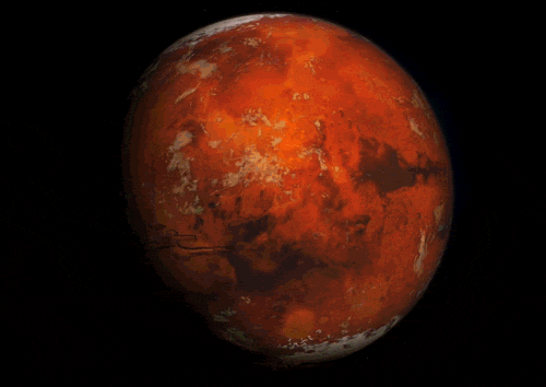 A hypothetical terraformation of Mars from the Red Planet to a Blue-Green Earth like planet. Source: NASA