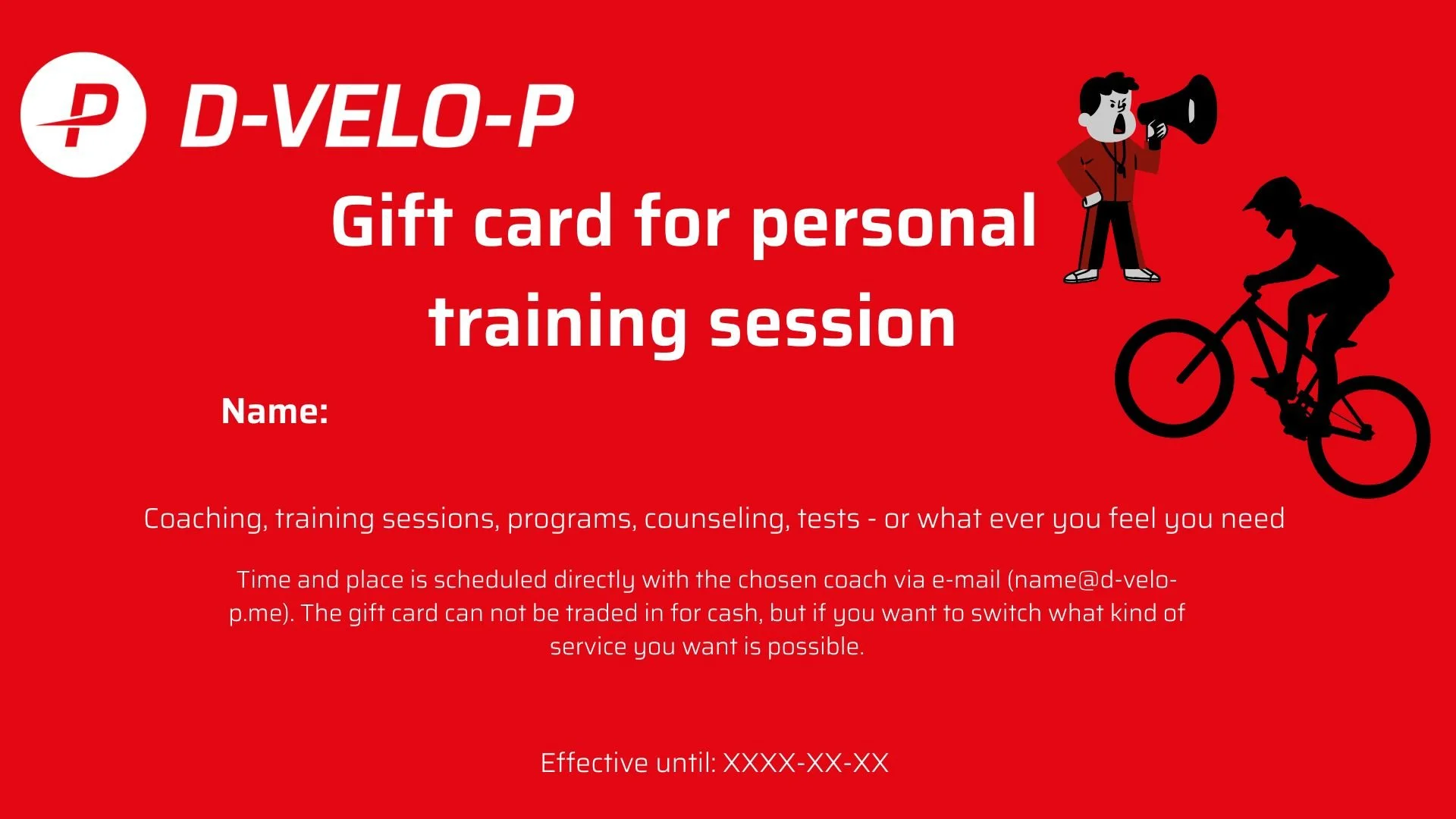 Gift card for personal training session