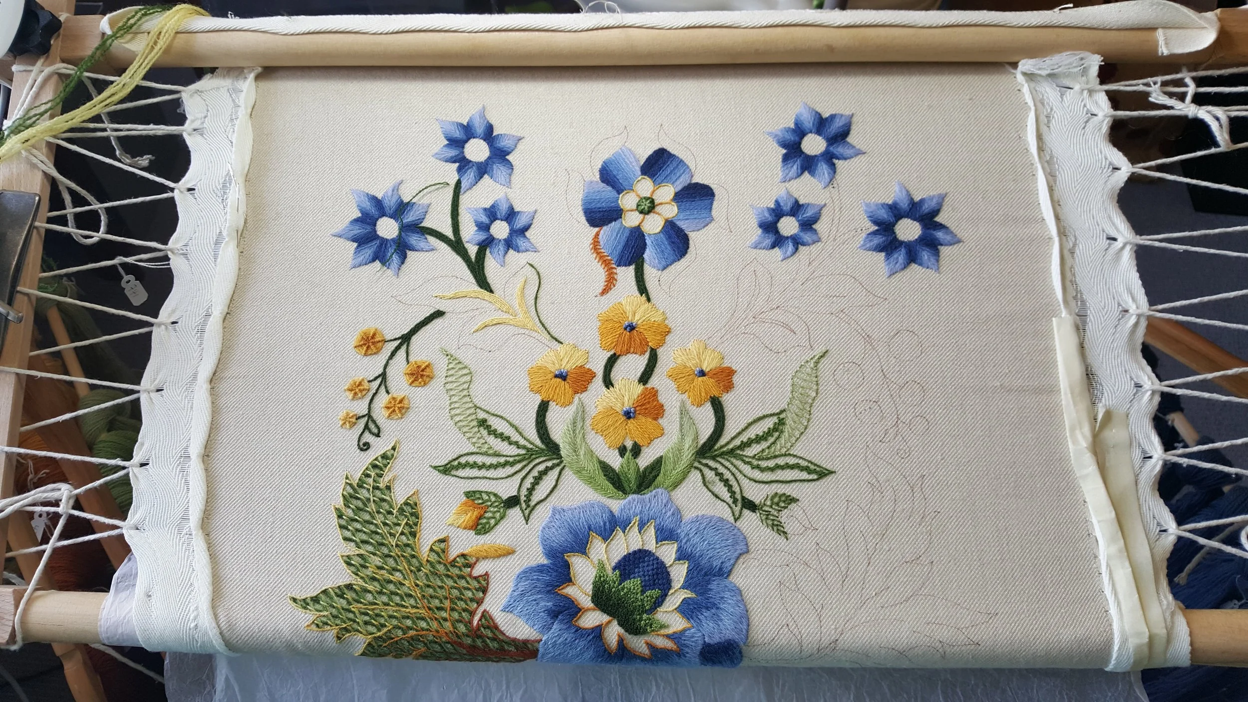 Molly on frame in progress.jpg