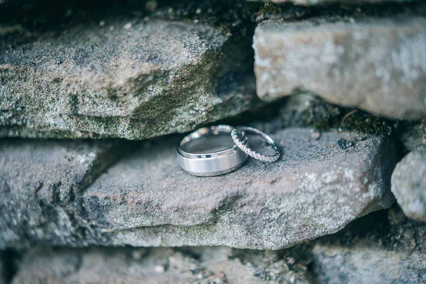 NH Wedding Photographer: wedding bands on rocks