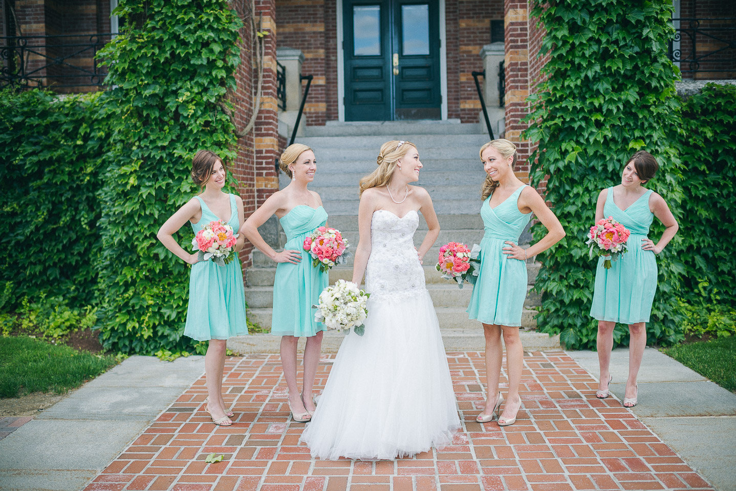 NH Wedding Photographer: bride with bridesmaids