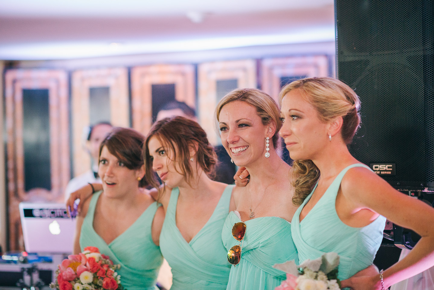 NH Wedding Photographer: bridesmaids watching first dance