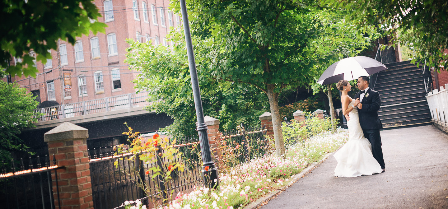 NH Wedding Photographer: couple outside Rivermill