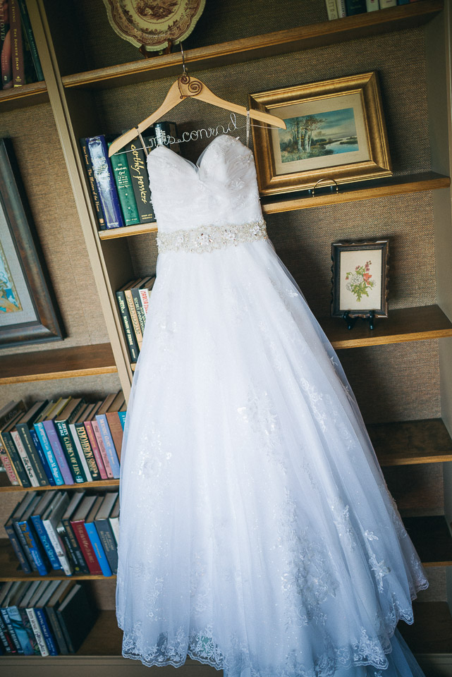 NH Wedding Photographer: dress in library