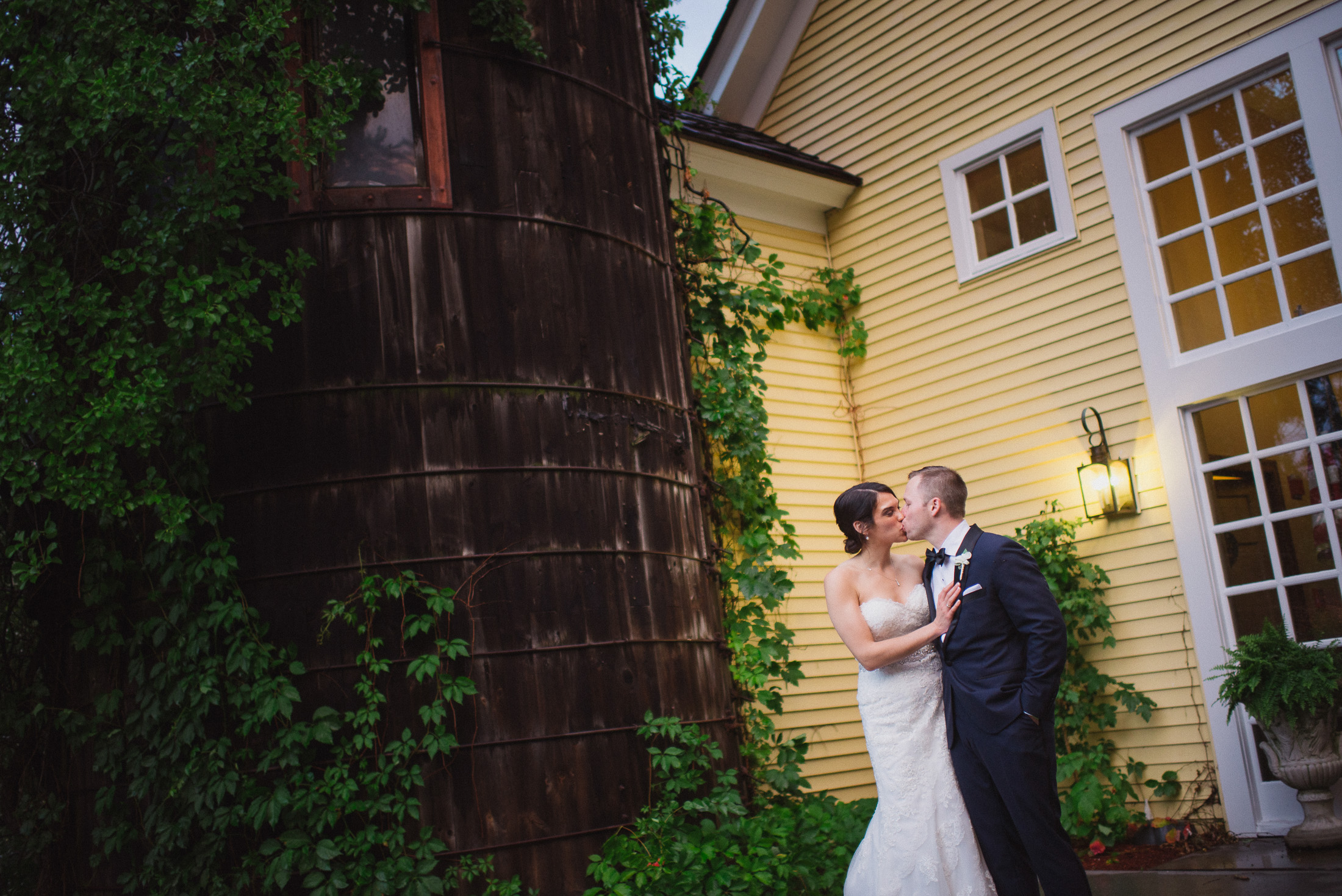 NH Wedding Photographer: in front of Bedford Village Inn