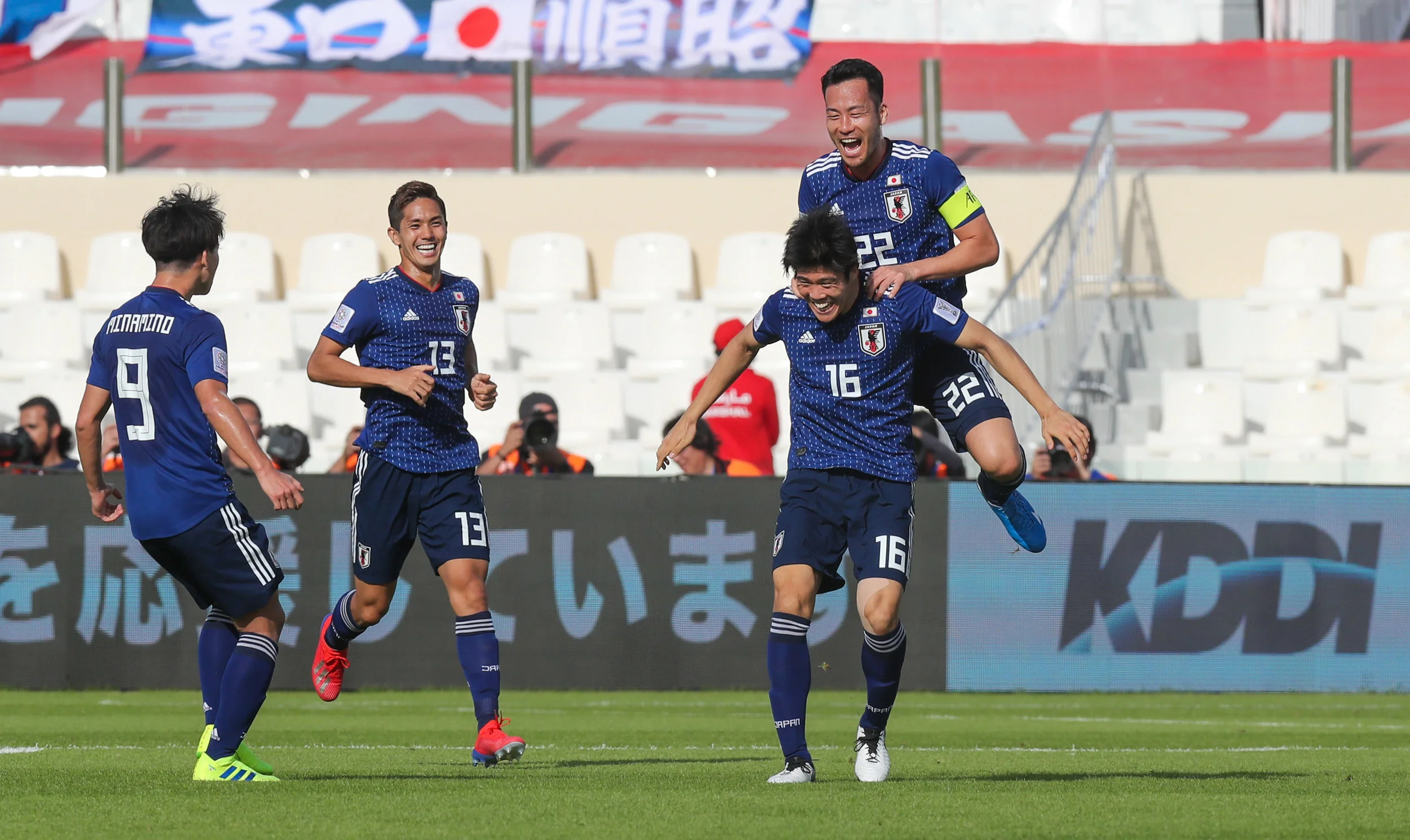 Takehiro Tomiyasu celebrates, Japan will need to find a way to make their tactics more effective (Asian Football Confederation (AFC))