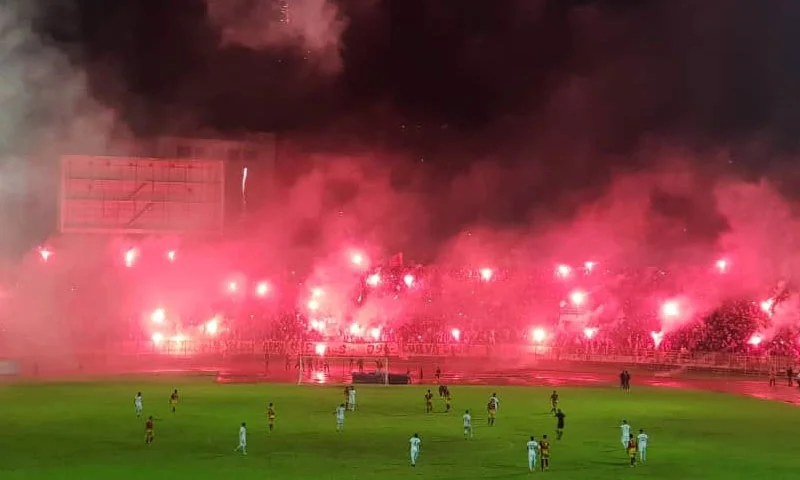 A pyro show in the Syrian league. Photo: Ultras Eagles