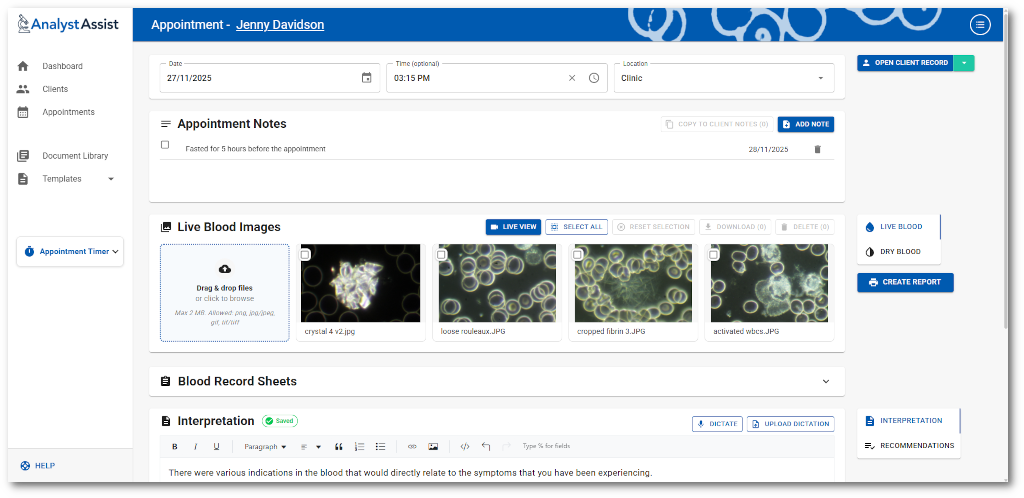 analystassist appointment record