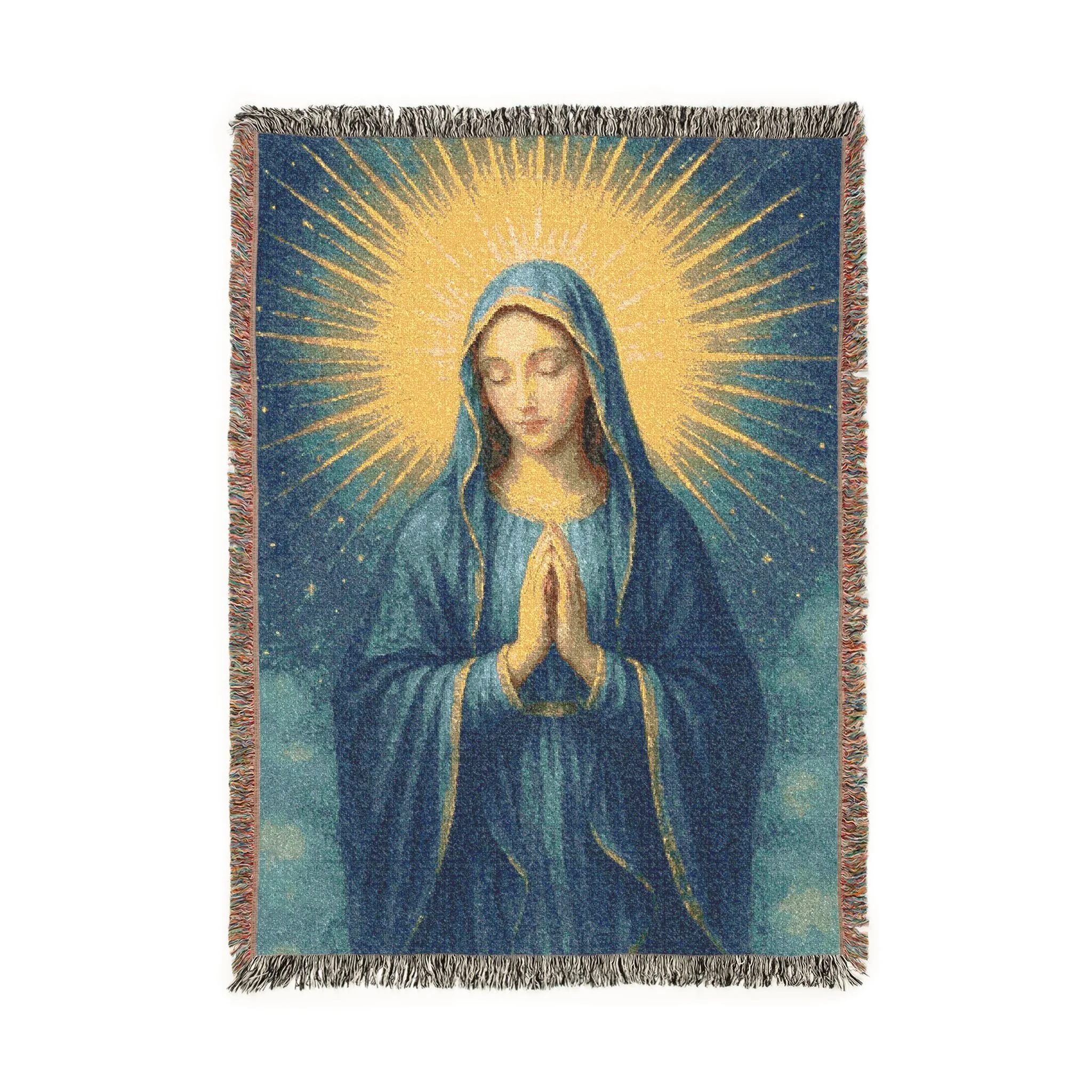 Mother Mary Woven Blanket