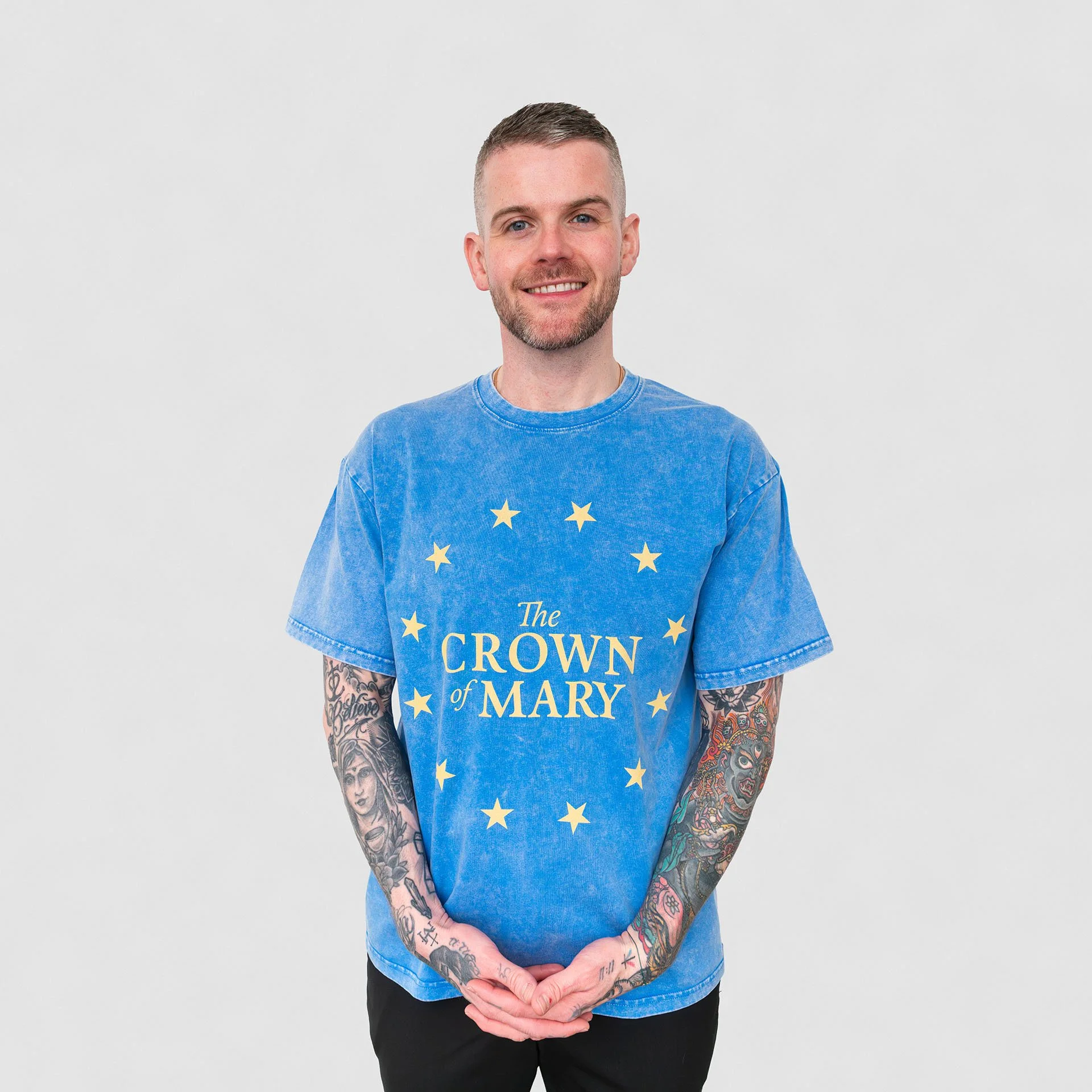 Crown Of Mary Snow Washed Oversized Cotton T-Shirt