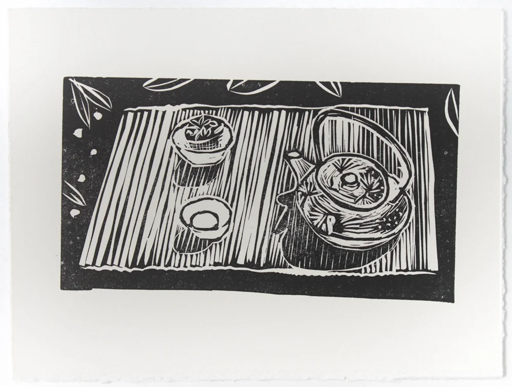 Linocut - Tea House