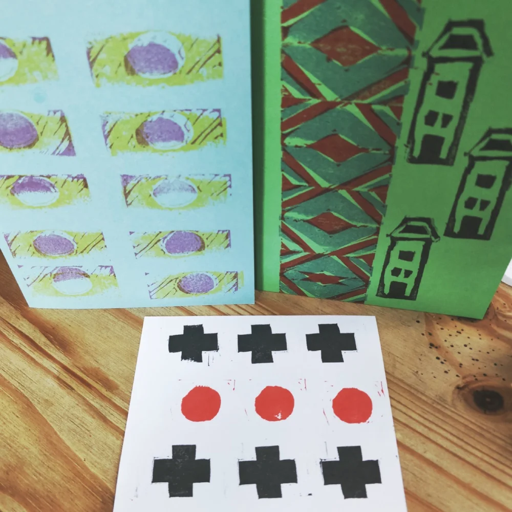 Rubber stamp prints by Dave, Liz and Jacquetta
