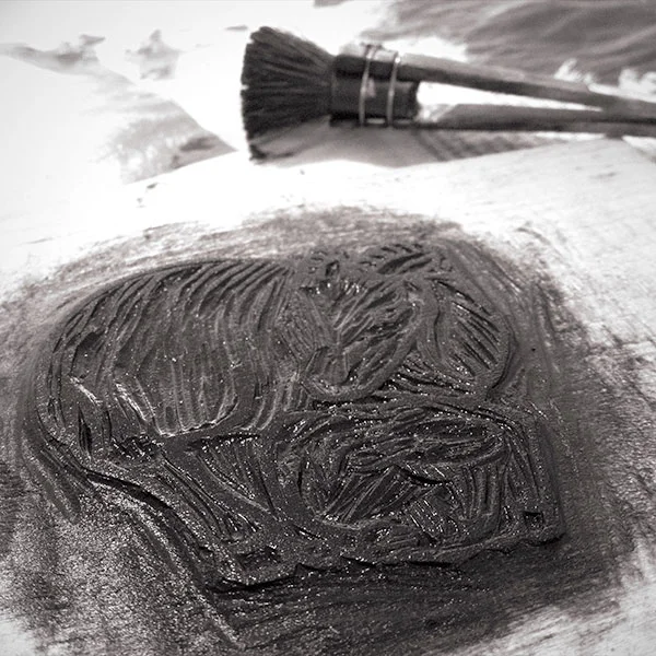 Inking up the Woodblock