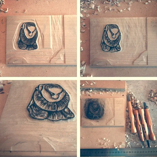 Kento Registration and Carving Fox on Magnolia Wood