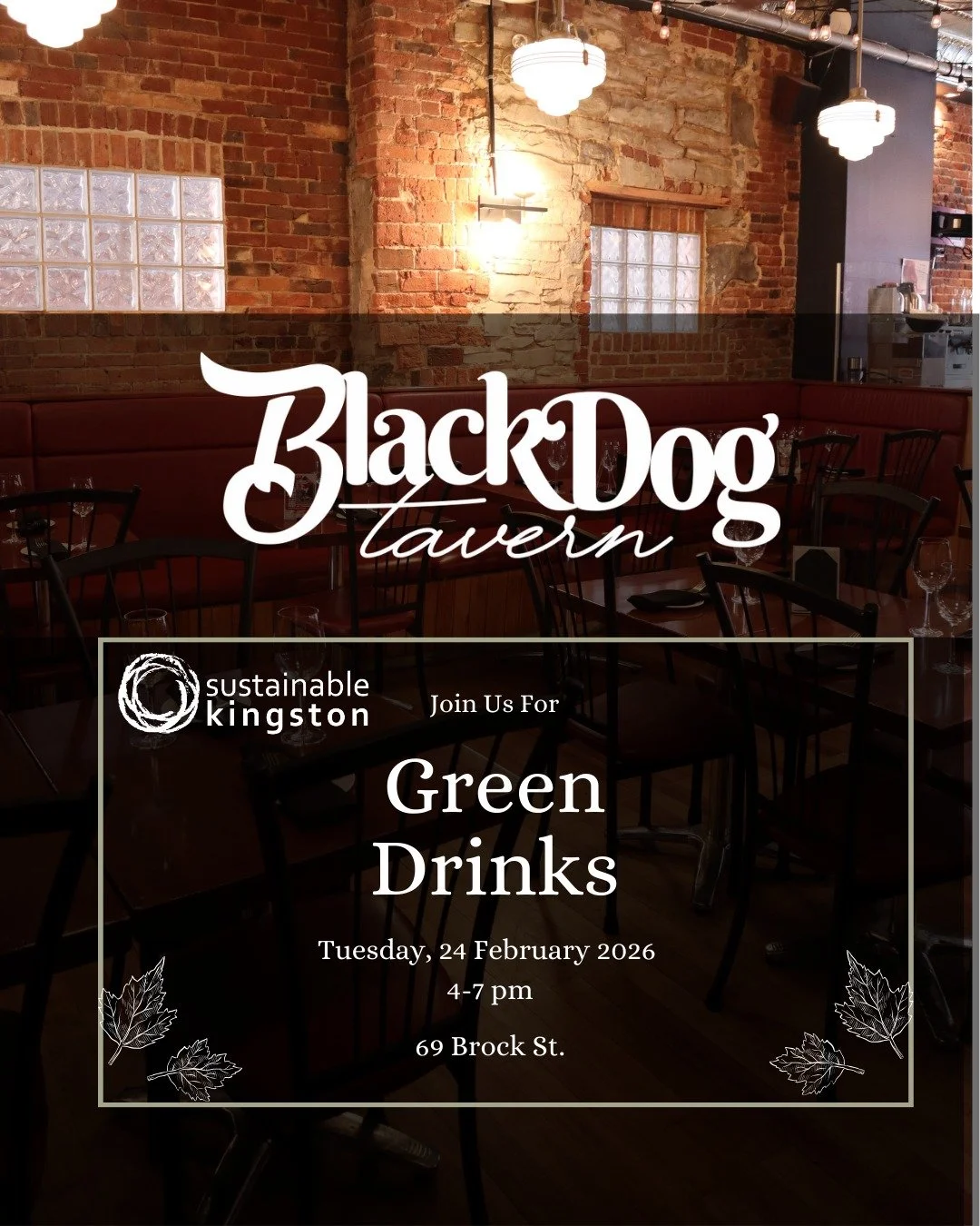 🌱 Green Drinks is Back! 🌱

Join us for Green Drinks Kingston on February 24 from 4&ndash;7 PM at BlackDog Tavern for a relaxed, social evening connecting with people who care about sustainability and the future of Kingston.

This is a casual, welco