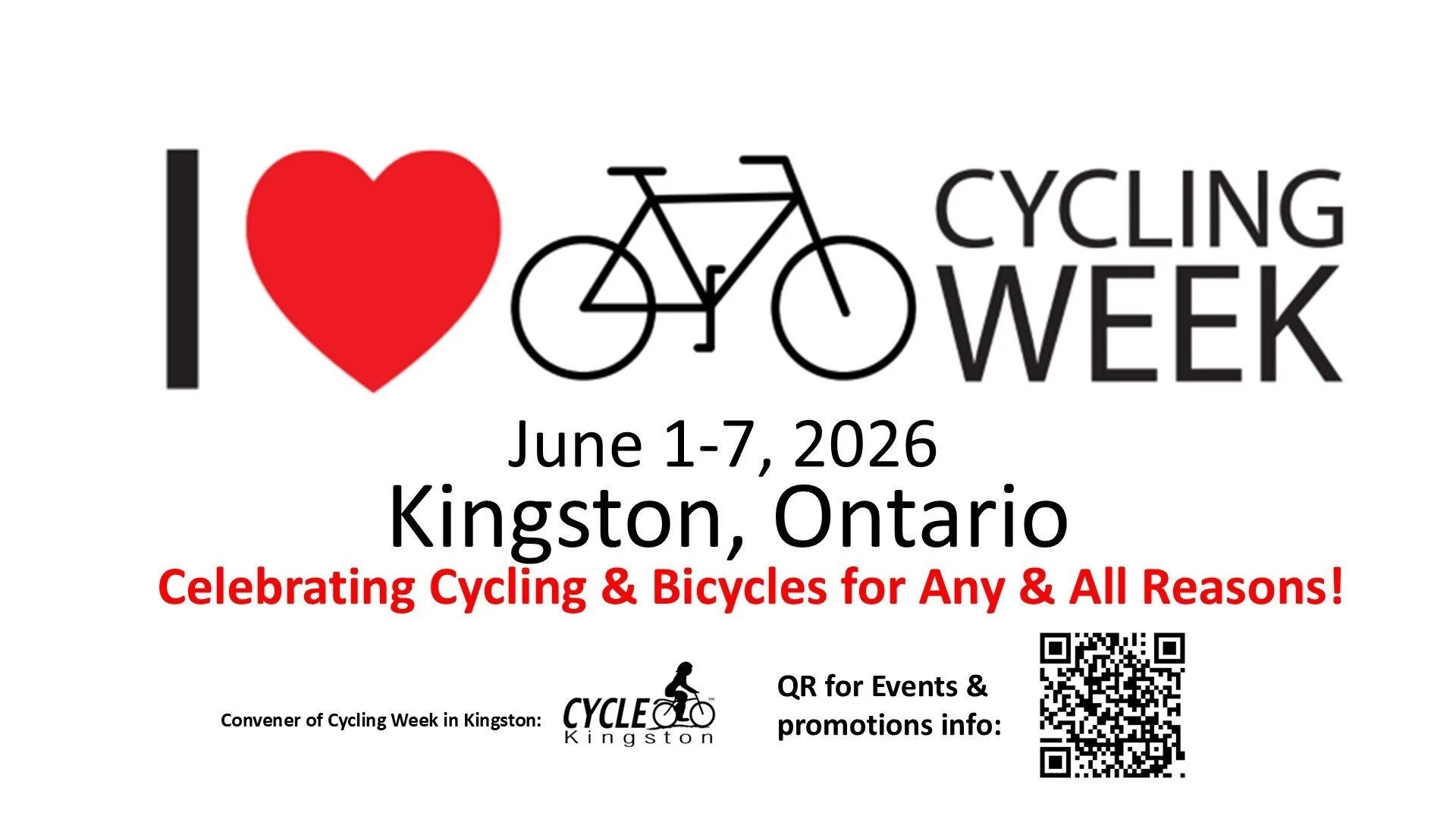 🚲 Cycling Week Kingston kicks off June 1!

Whether you ride for transportation, recreation, fitness, saving money, or reducing emissions, Cycling Week is a celebration of all the ways bikes help move our community.

This year, Cycling Week also over
