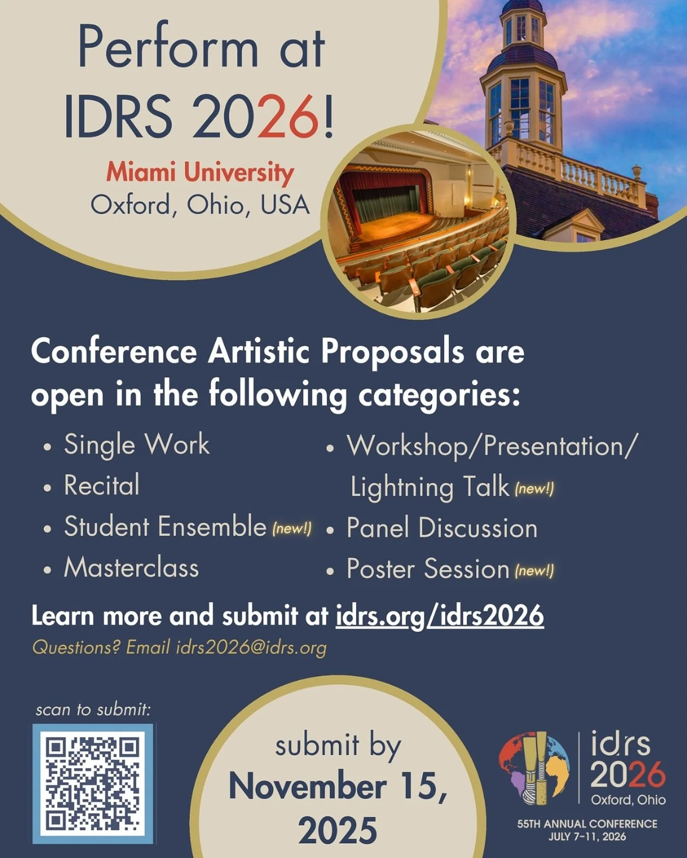 Get your submissions in for @idrsofficial #IDRS2026
Proposals close November 15, 2025! 55th IDRS Conference, held at Miami University, Oxford, Ohio, July 7-11, 2026.