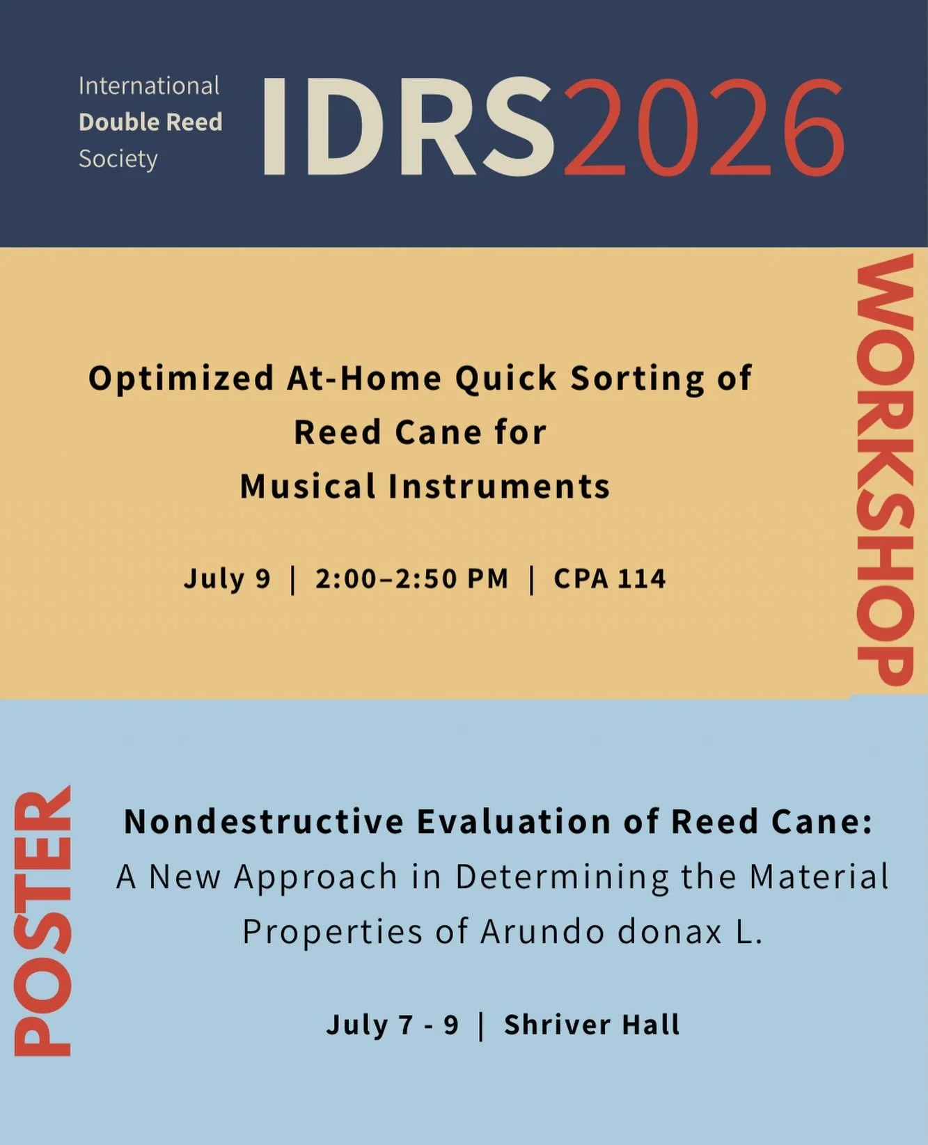 Heading to #idrs2026 

I&rsquo;m excited to be presenting my research through both a workshop and poster session on the material characterization of Arundo donax L. We&rsquo;ll explore relationships among density, stiffness, acoustic impedance, and s