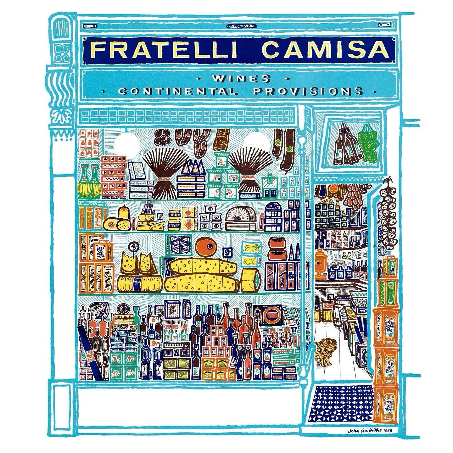 A favourite soho shopfront by John Griffiths - and one we will be bringing to the #bloomsburyjamboree on 15 &amp; 16 November. I particularly love the little furry friend in the doorway!